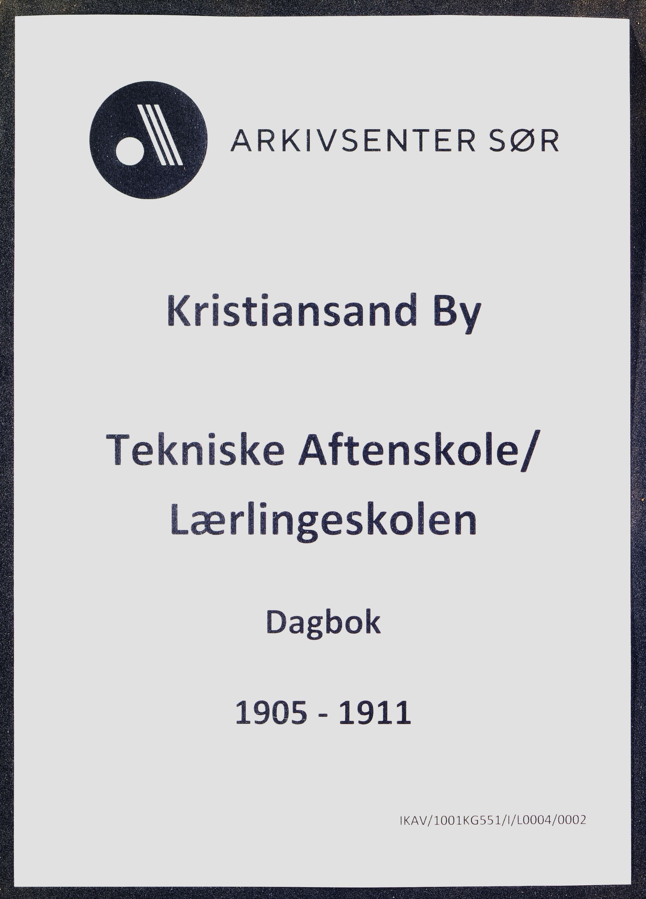 Kristiansand By - Kristiansand Tekniske Aftenskole/Lærlingeskolen, IKAV/1001KG551/I/L0004/0002: Dagbøker / Dagbok, 1905-1911