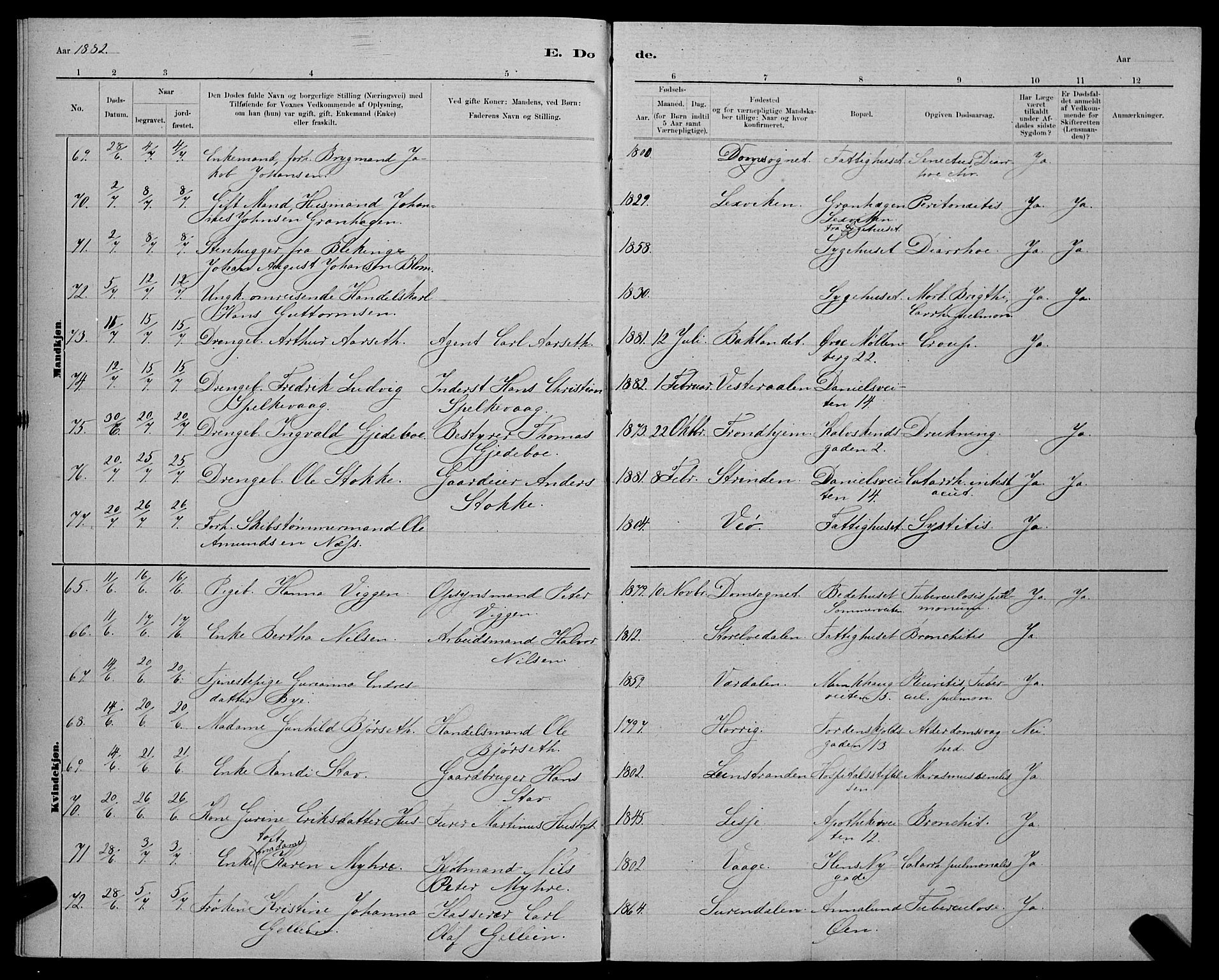 Ministerialprotokoller, klokkerbøker og fødselsregistre - Sør-Trøndelag, AV/SAT-A-1456/601/L0093: Klokkerbok nr. 601C11, 1882-1898