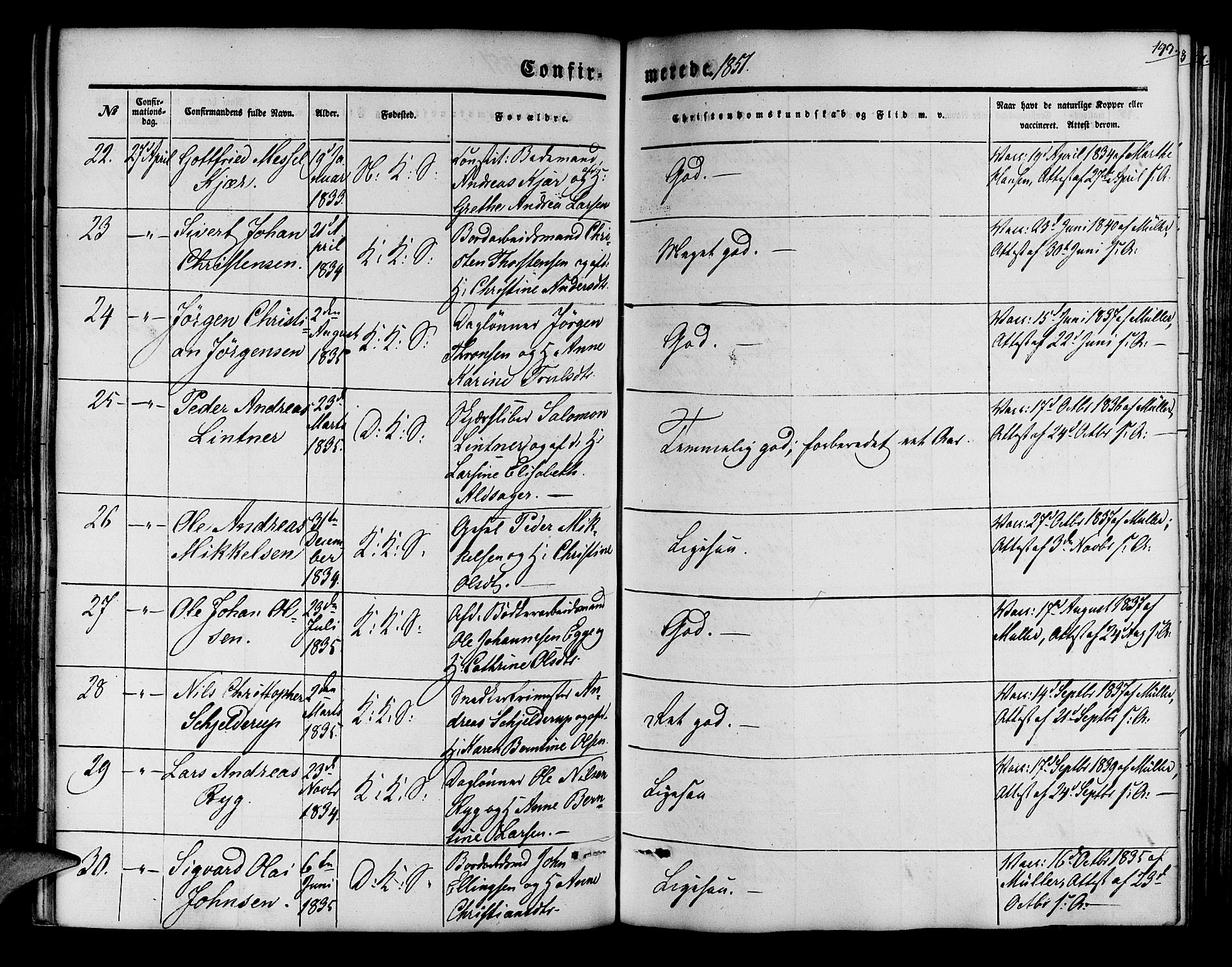 Korskirken sokneprestembete, AV/SAB-A-76101/H/Hab: Klokkerbok nr. C 1, 1839-1868, s. 199