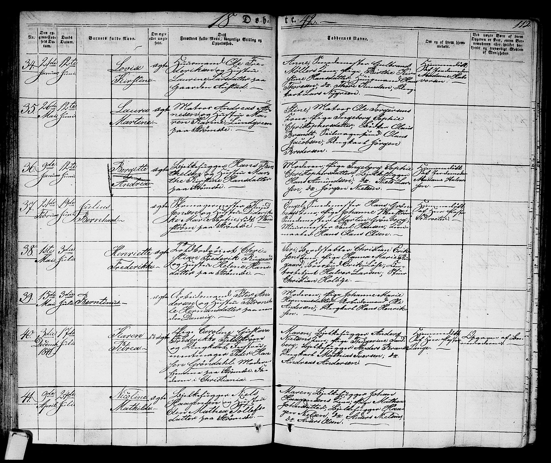 Strømsø kirkebøker, AV/SAKO-A-246/F/Fa/L0012: Ministerialbok nr. I 12, 1830-1847, s. 112