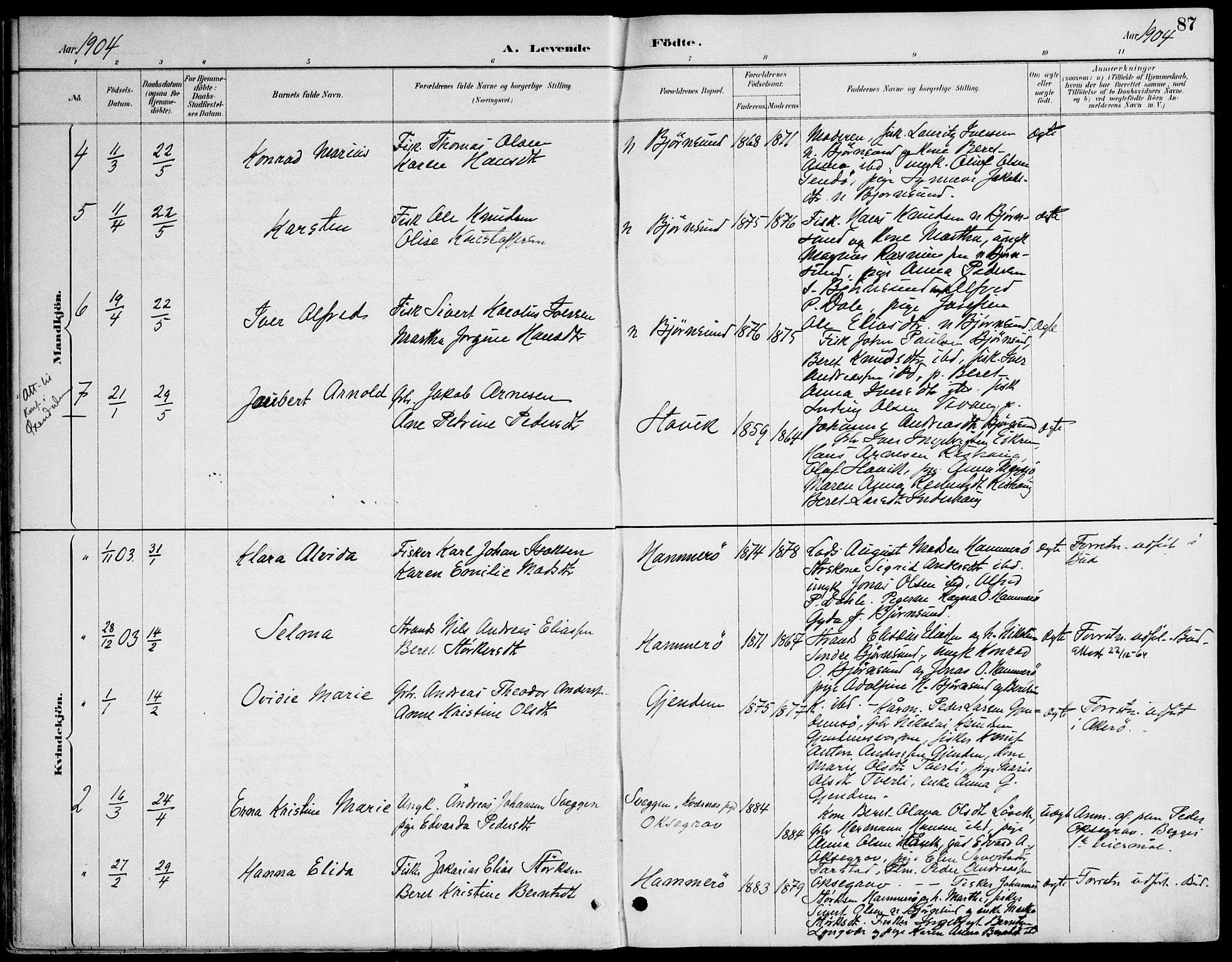 Ministerialprotokoller, klokkerbøker og fødselsregistre - Møre og Romsdal, AV/SAT-A-1454/565/L0750: Ministerialbok nr. 565A04, 1887-1905, s. 87