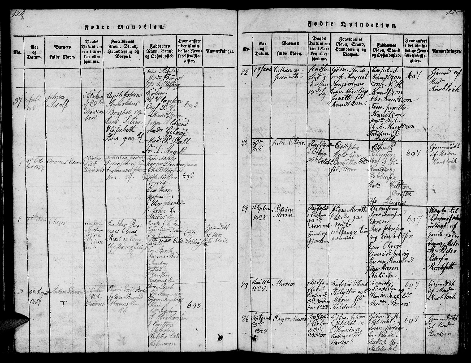 Ministerialprotokoller, klokkerbøker og fødselsregistre - Møre og Romsdal, SAT/A-1454/572/L0856: Klokkerbok nr. 572C01, 1819-1832, s. 124-125