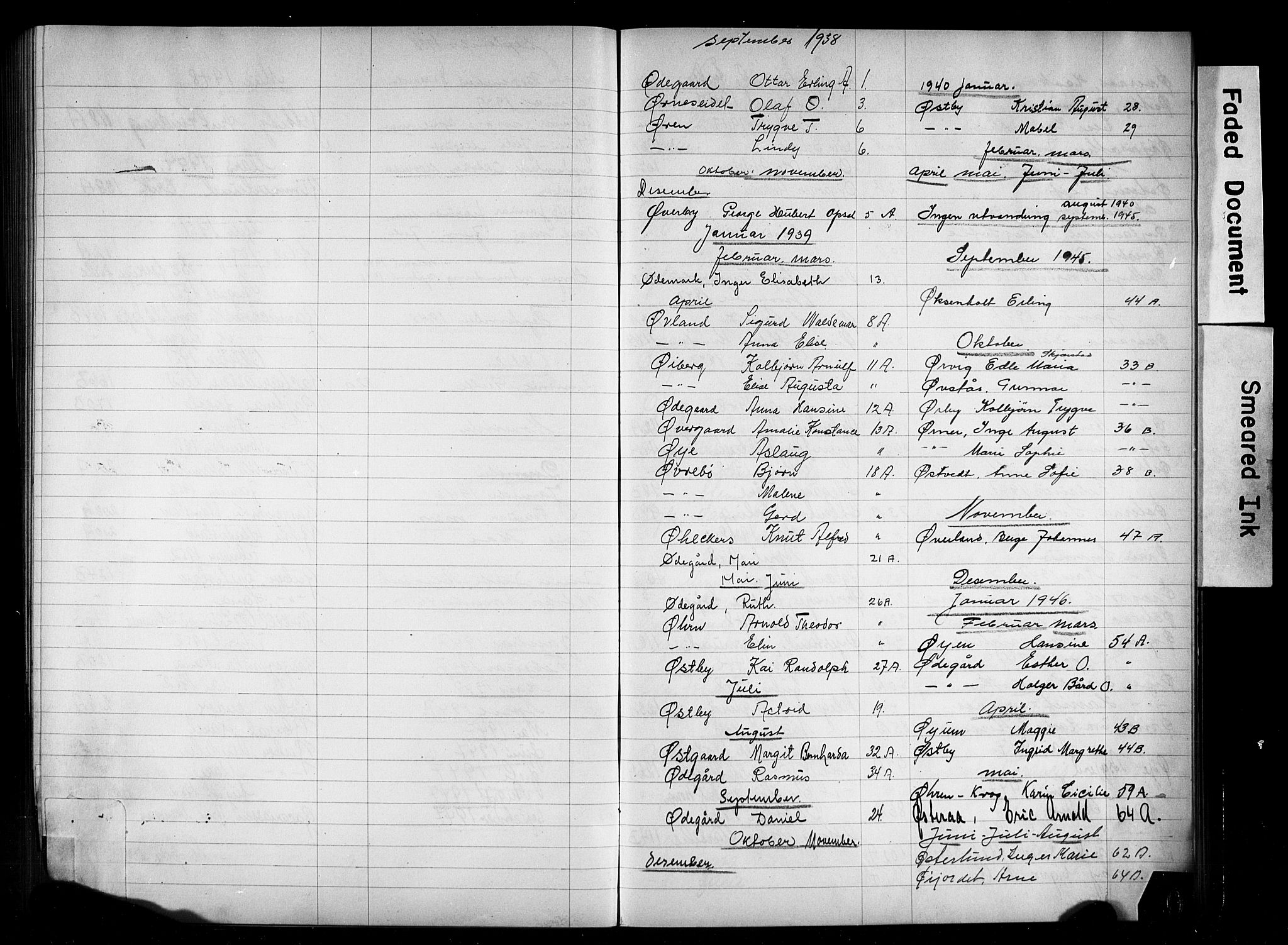 Oslo politidistrikt, AV/SAO-A-10085/E/Ee/Eefa/L0015: Register til emigrantprotokollene, 1938-1955