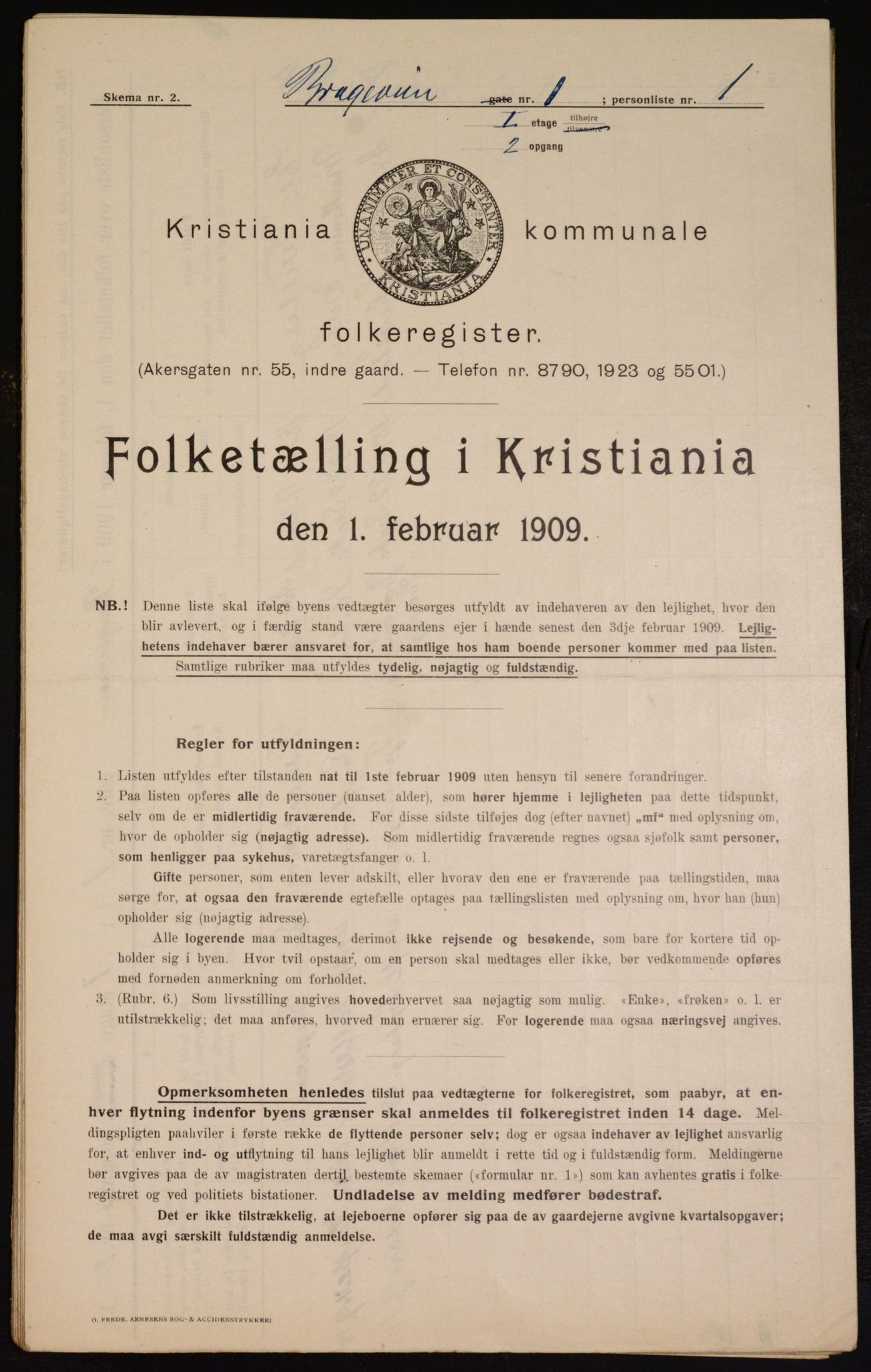 OBA, Kommunal folketelling 1.2.1909 for Kristiania kjøpstad, 1909, s. 7537