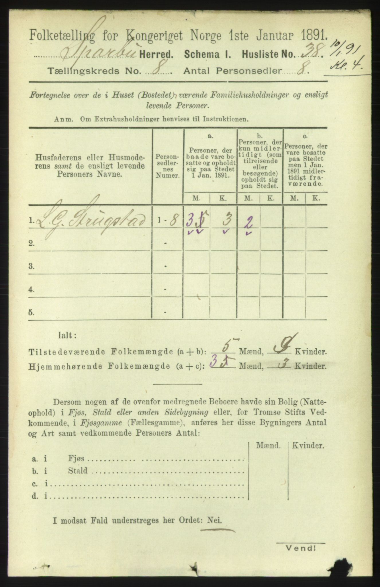 RA, Folketelling 1891 for 1731 Sparbu herred, 1891, s. 2798