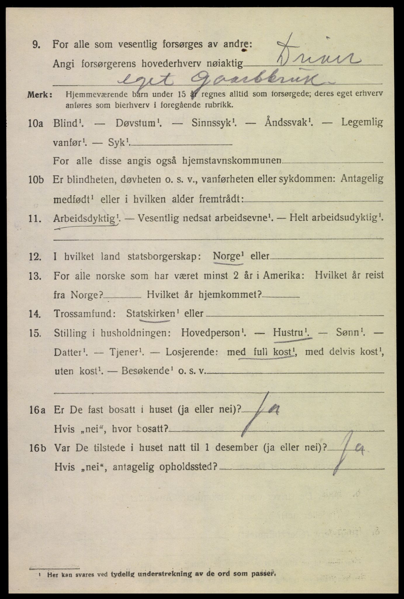 SAK, Folketelling 1920 for 1026 Åseral herred, 1920, s. 2019