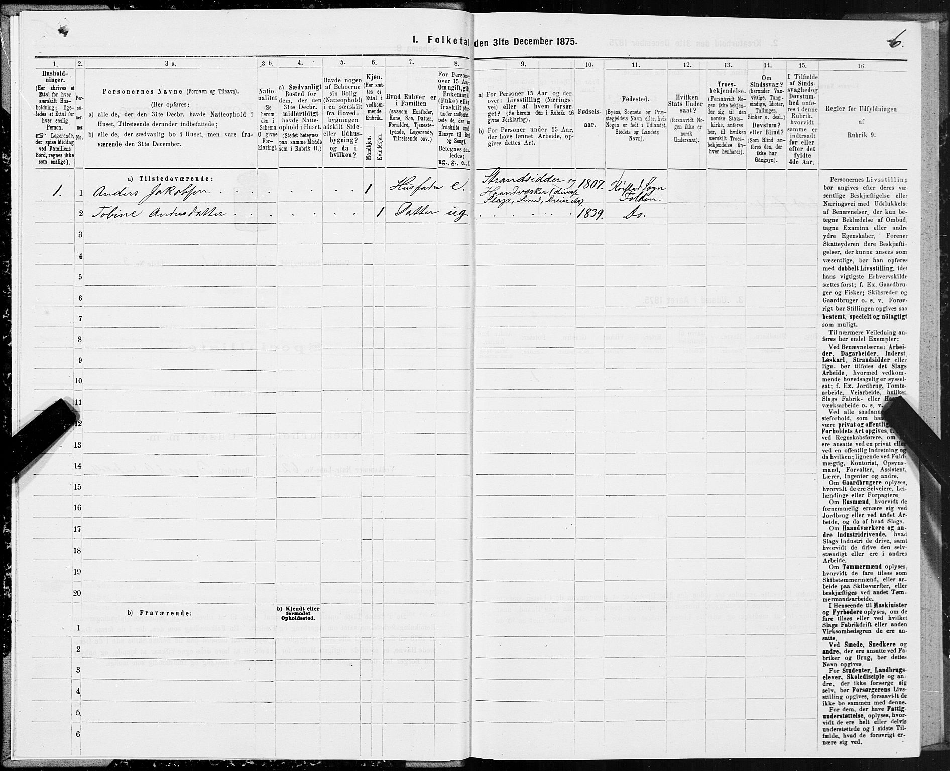 SAT, Folketelling 1875 for 1845P Folda prestegjeld, 1875, s. 1006