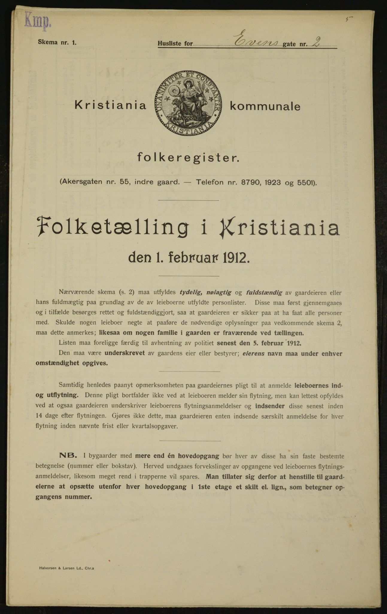 OBA, Kommunal folketelling 1.2.1912 for Kristiania, 1912, s. 22830