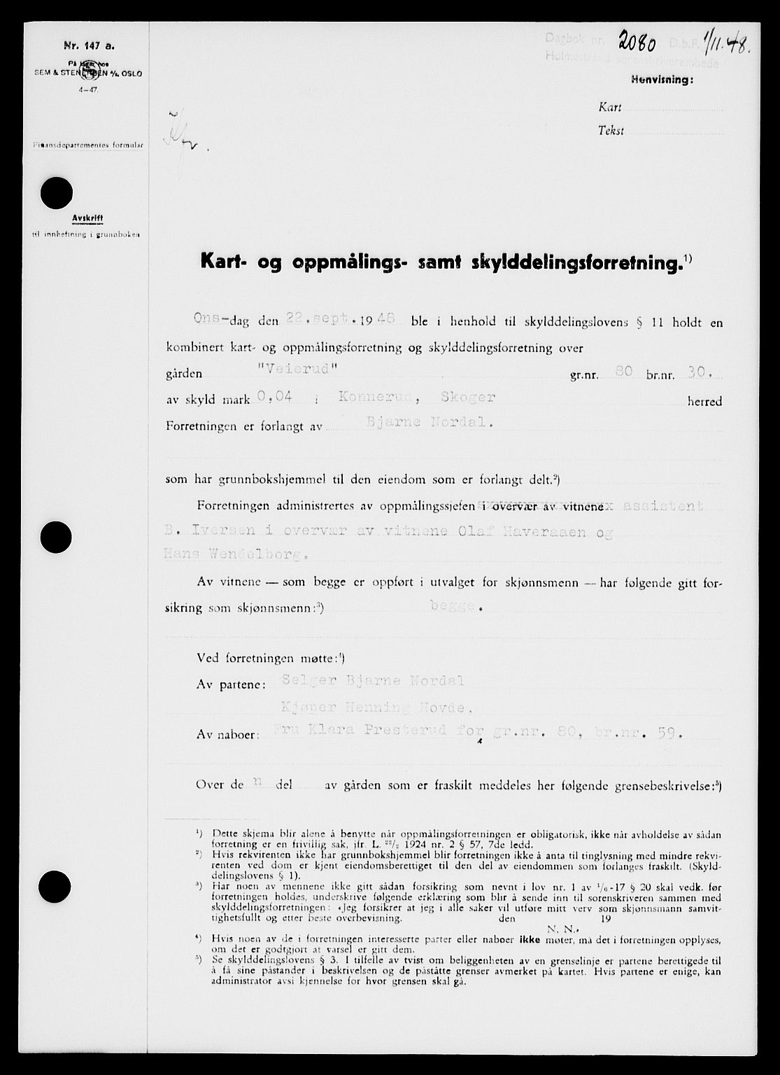 Holmestrand sorenskriveri, SAKO/A-67/G/Ga/Gaa/L0065: Pantebok nr. A-65, 1948-1949, Dagboknr: 2080/1948