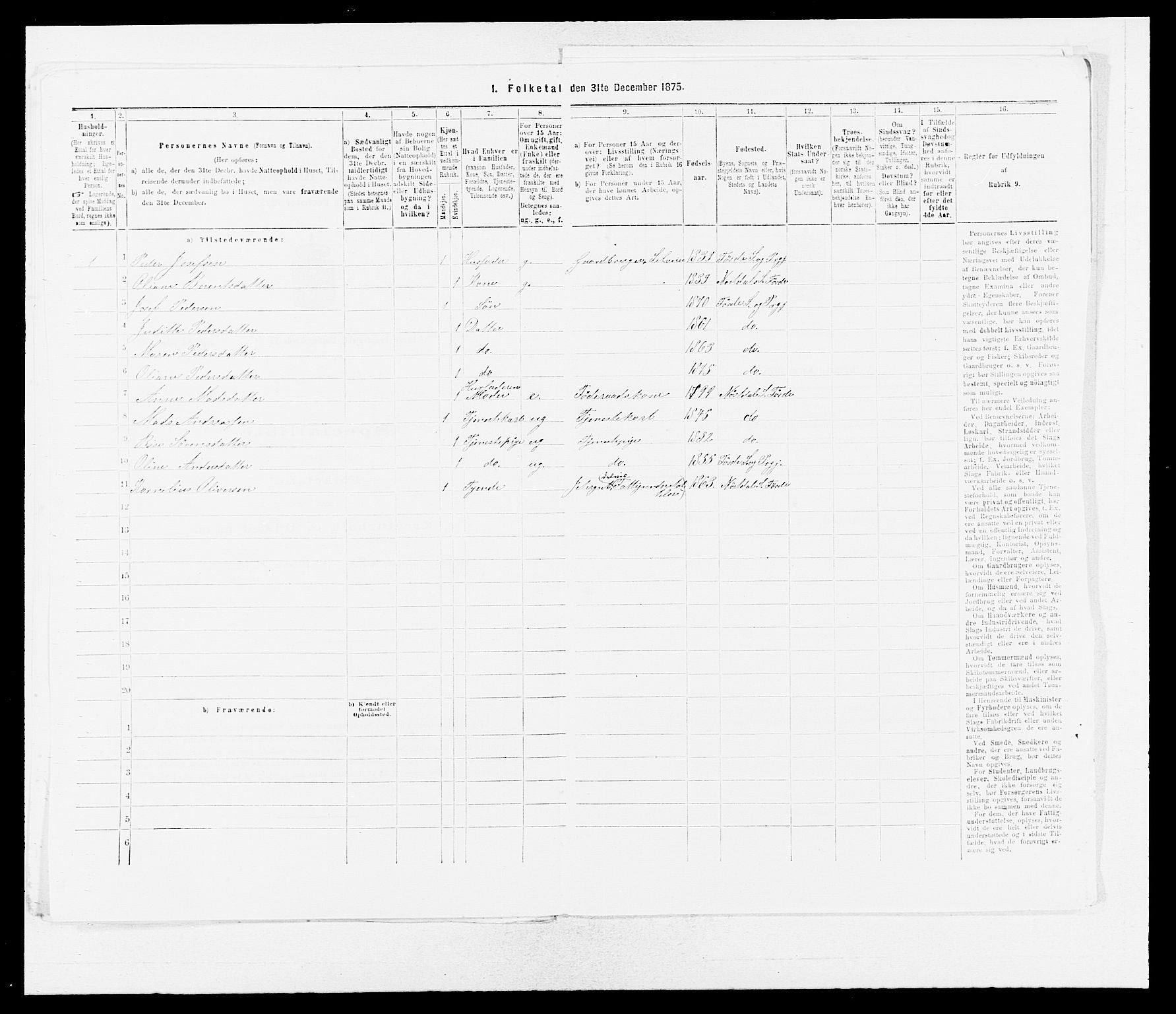 SAB, Folketelling 1875 for 1432P Førde prestegjeld, 1875, s. 871