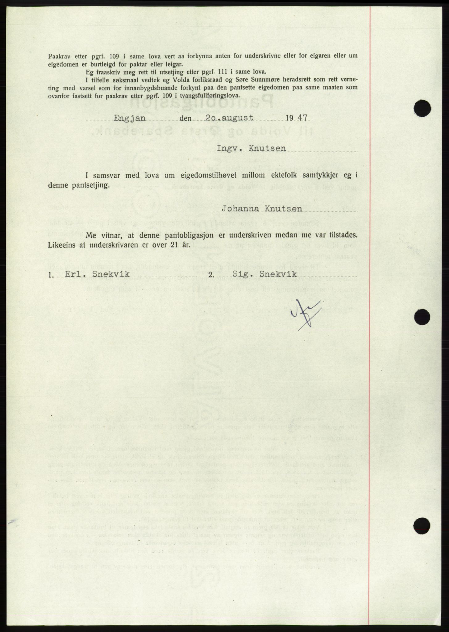 Søre Sunnmøre sorenskriveri, AV/SAT-A-4122/1/2/2C/L0115: Pantebok nr. 3B, 1947-1948, Dagboknr: 1151/1947