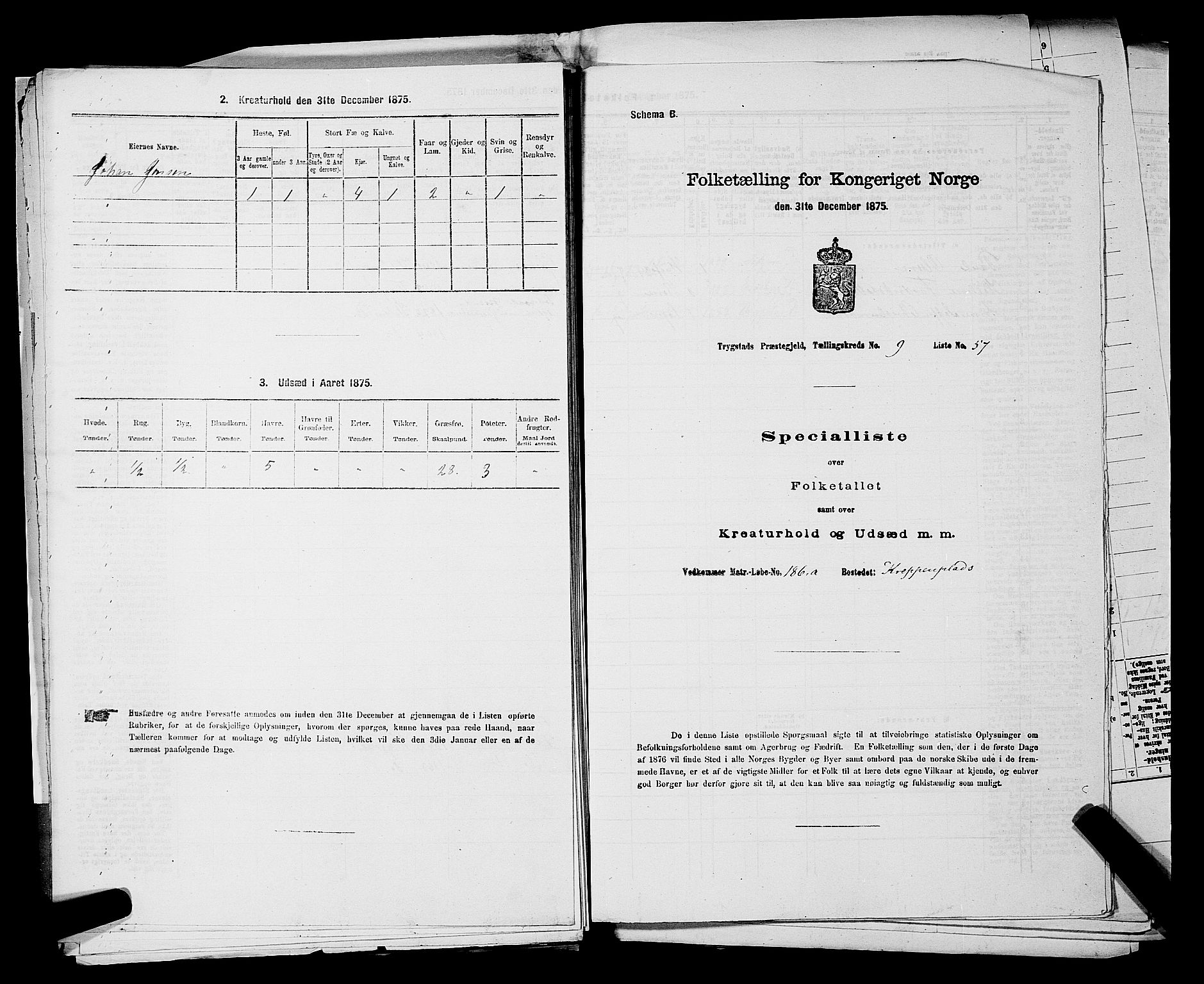 RA, Folketelling 1875 for 0122P Trøgstad prestegjeld, 1875, s. 1085