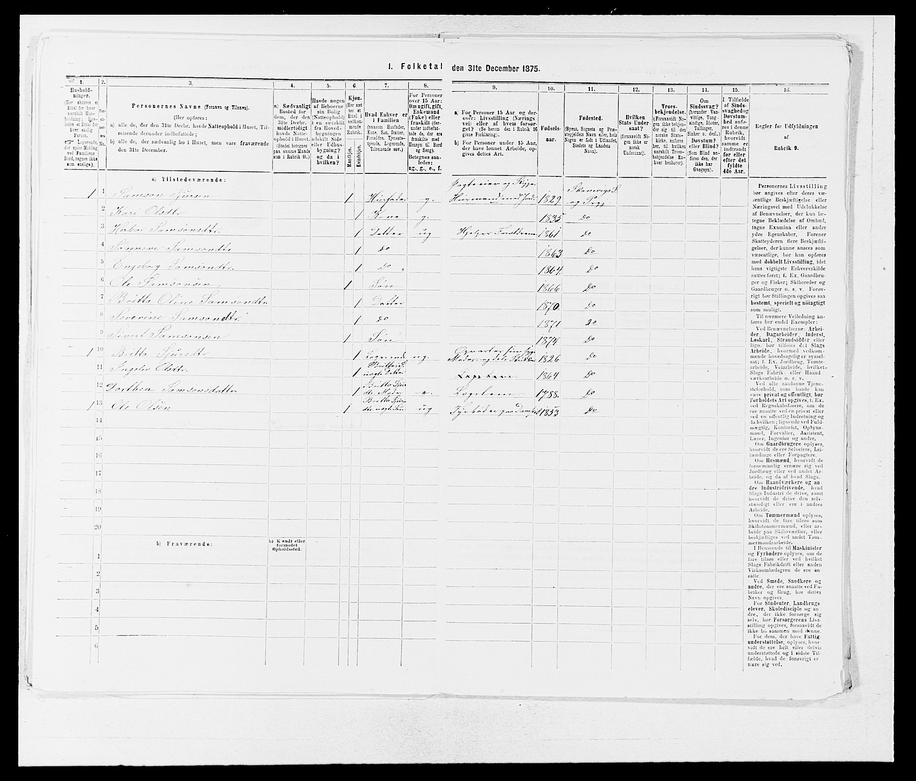 SAB, Folketelling 1875 for 1212P Skånevik prestegjeld, 1875, s. 1107