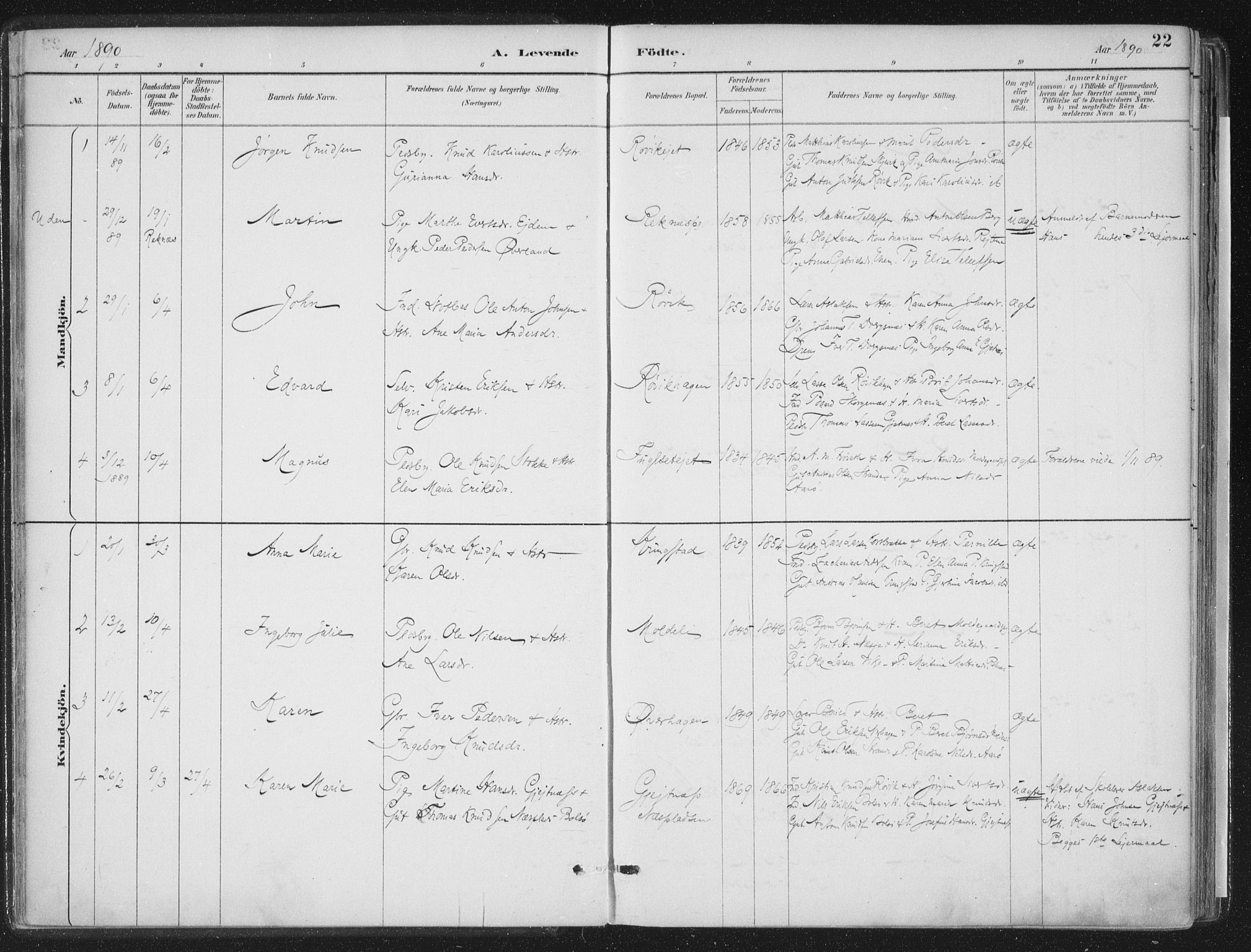 Ministerialprotokoller, klokkerbøker og fødselsregistre - Møre og Romsdal, AV/SAT-A-1454/555/L0658: Ministerialbok nr. 555A09, 1887-1917, s. 22