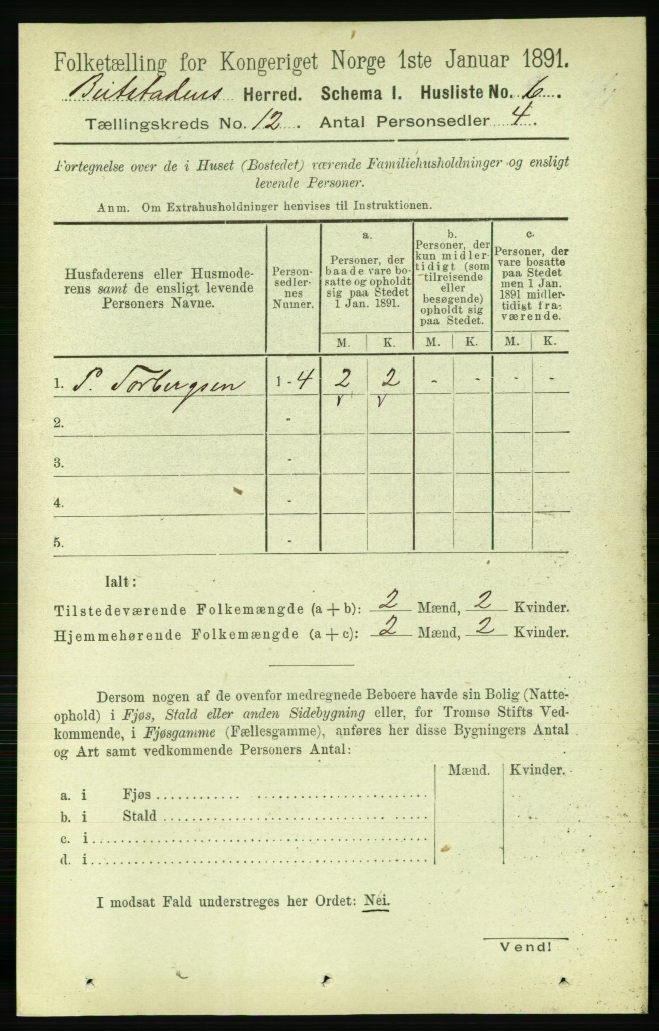 RA, Folketelling 1891 for 1727 Beitstad herred, 1891, s. 3331