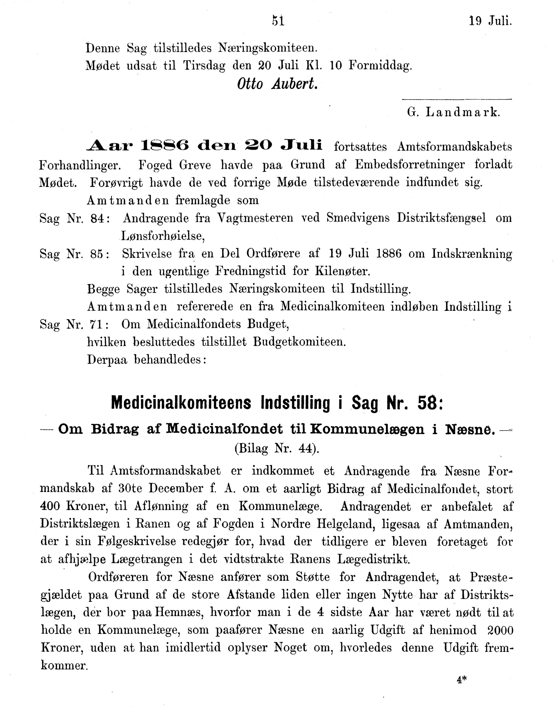 Nordland Fylkeskommune. Fylkestinget, AIN/NFK-17/176/A/Ac/L0015: Fylkestingsforhandlinger 1886-1890, 1886-1890, s. 51