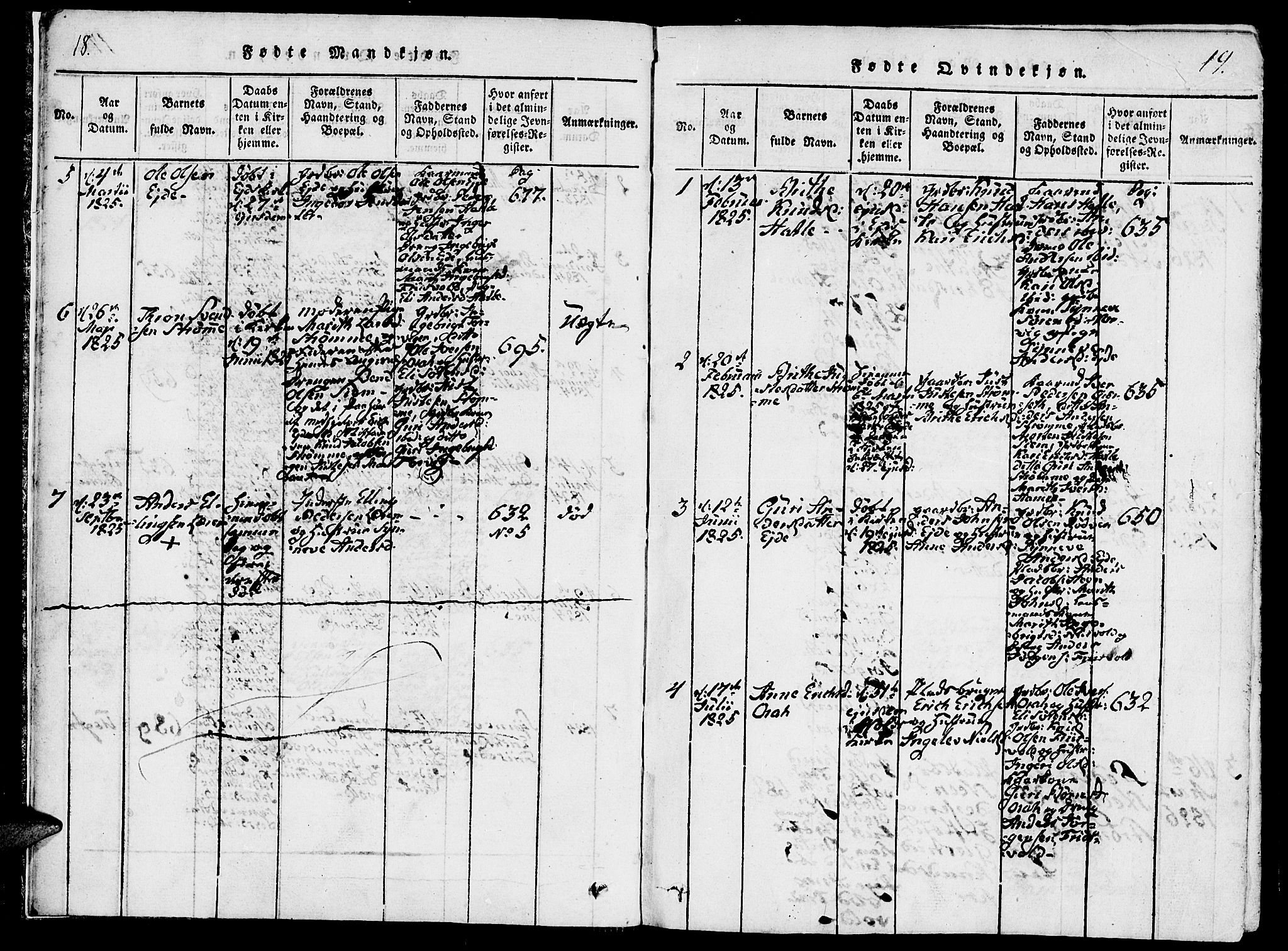 Ministerialprotokoller, klokkerbøker og fødselsregistre - Møre og Romsdal, AV/SAT-A-1454/542/L0551: Ministerialbok nr. 542A01, 1818-1853, s. 18-19