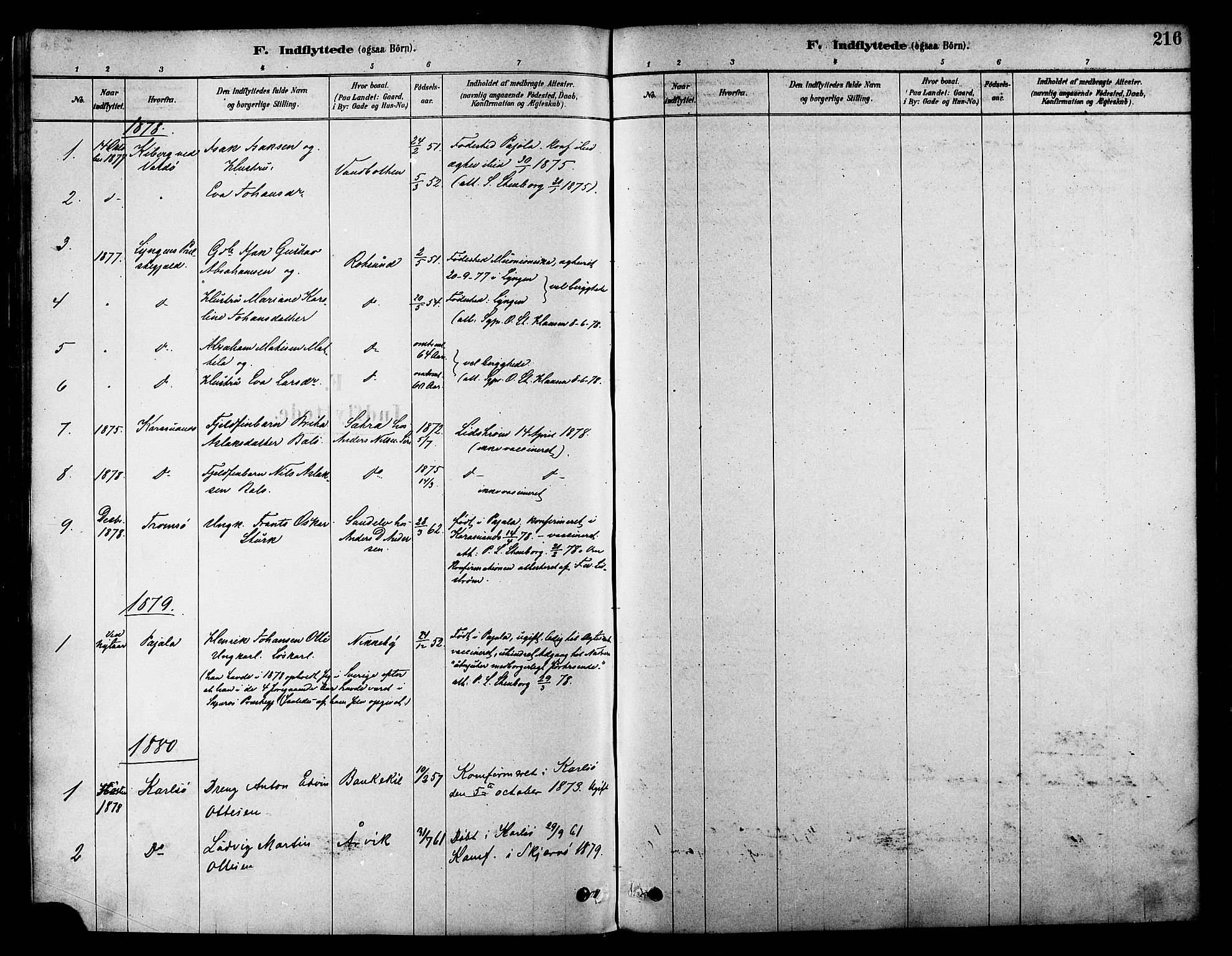 Skjervøy sokneprestkontor, AV/SATØ-S-1300/H/Ha/Haa/L0009kirke: Ministerialbok nr. 9, 1878-1887, s. 216