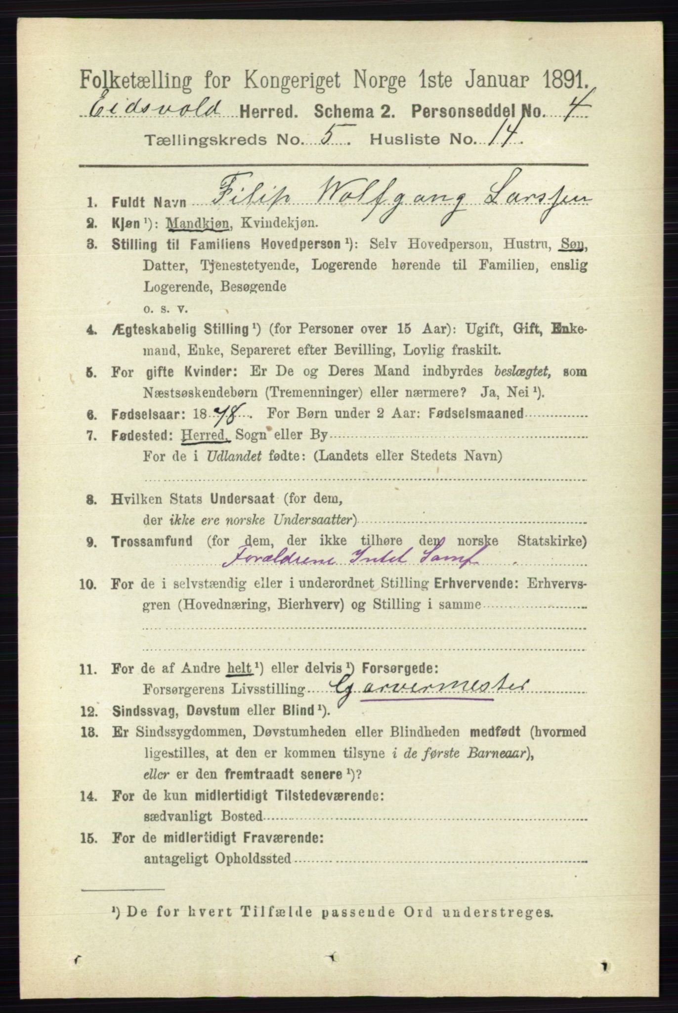RA, Folketelling 1891 for 0237 Eidsvoll herred, 1891, s. 2899