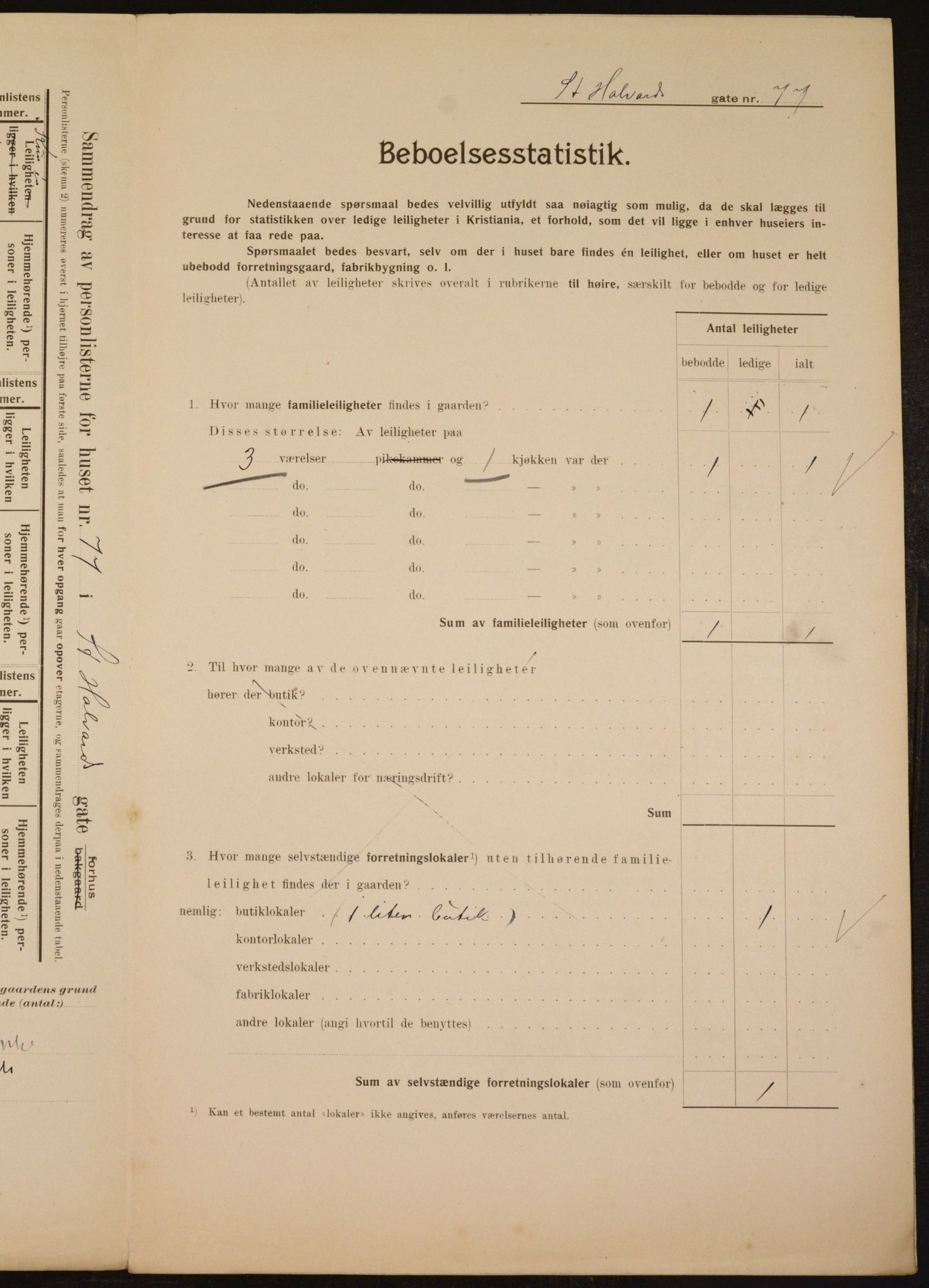 OBA, Kommunal folketelling 1.2.1910 for Kristiania, 1910, s. 84032