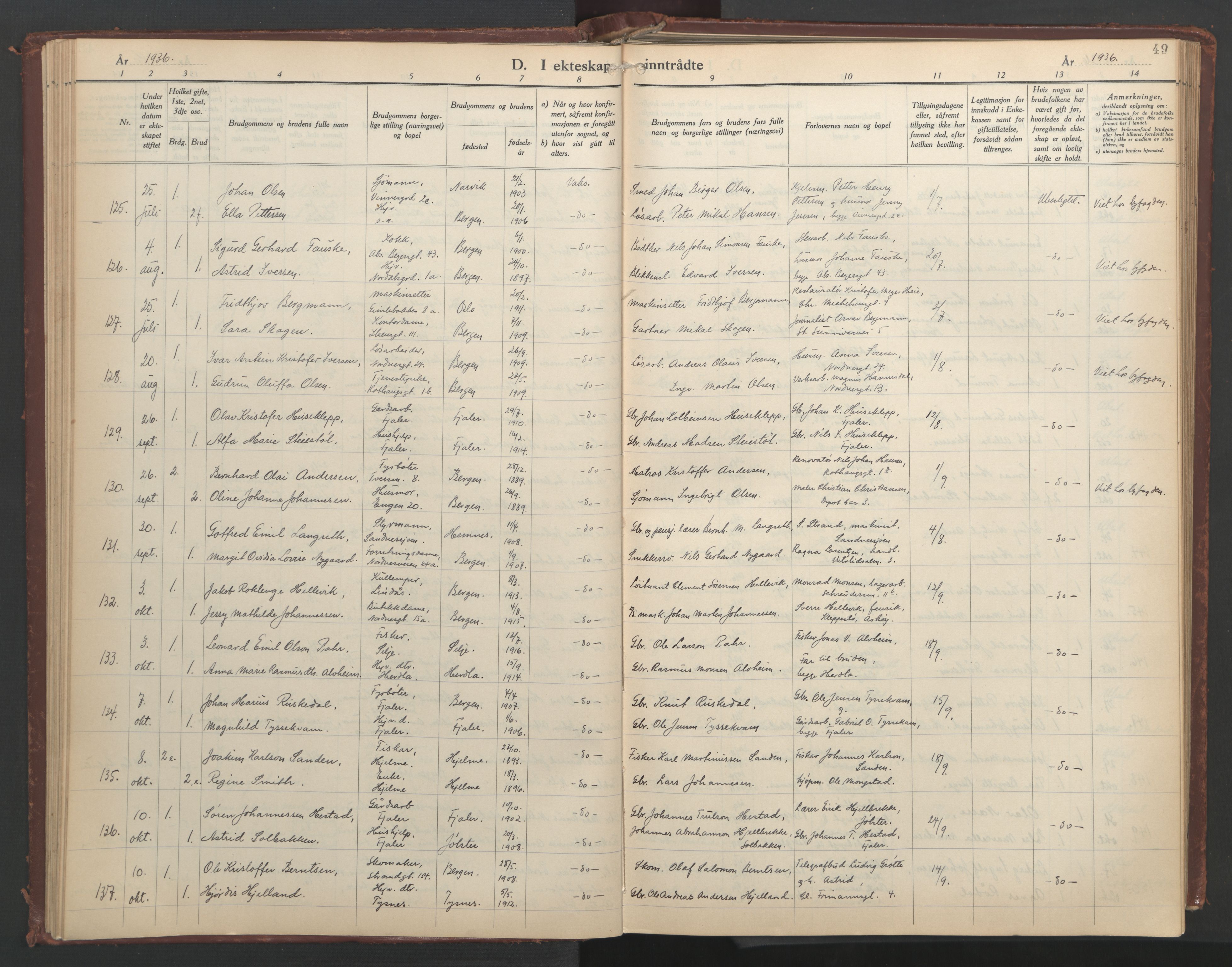 Nykirken Sokneprestembete, AV/SAB-A-77101/H/Hab: Klokkerbok nr. D 7, 1933-1964, s. 48b-49a