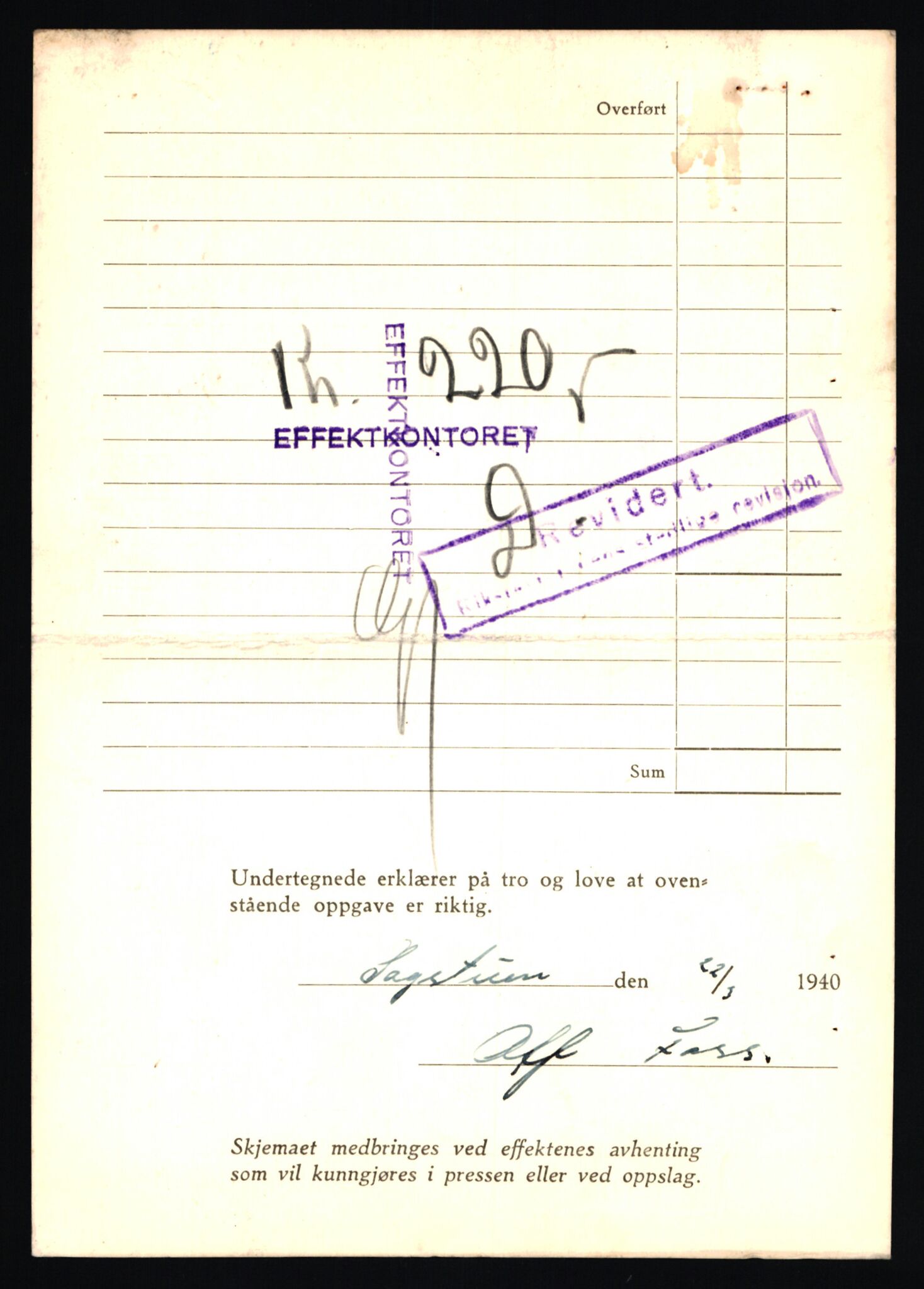 Justisdepartementet, Oppgjørsavdelingen, AV/RA-S-1056/G/Gb/L0020: Oppgaver over ettersøkte sivile effekter. Foss, Alf - Fraas, Jens, 1940-1942, s. 4