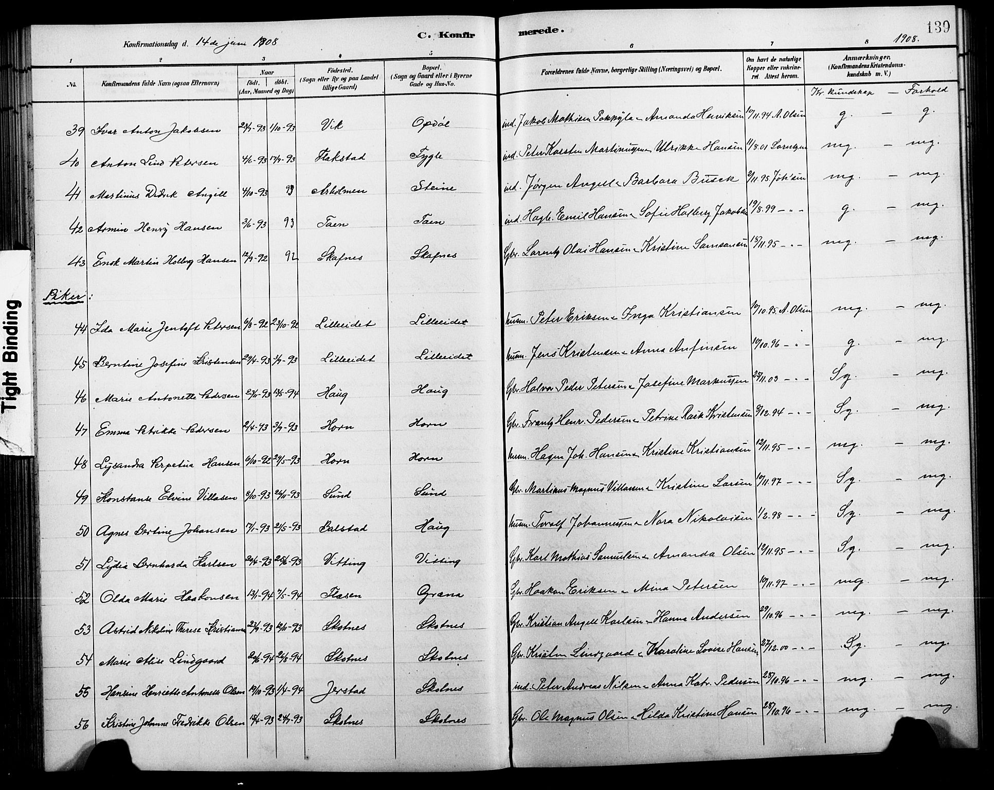 Ministerialprotokoller, klokkerbøker og fødselsregistre - Nordland, AV/SAT-A-1459/881/L1168: Klokkerbok nr. 881C05, 1900-1911, s. 139