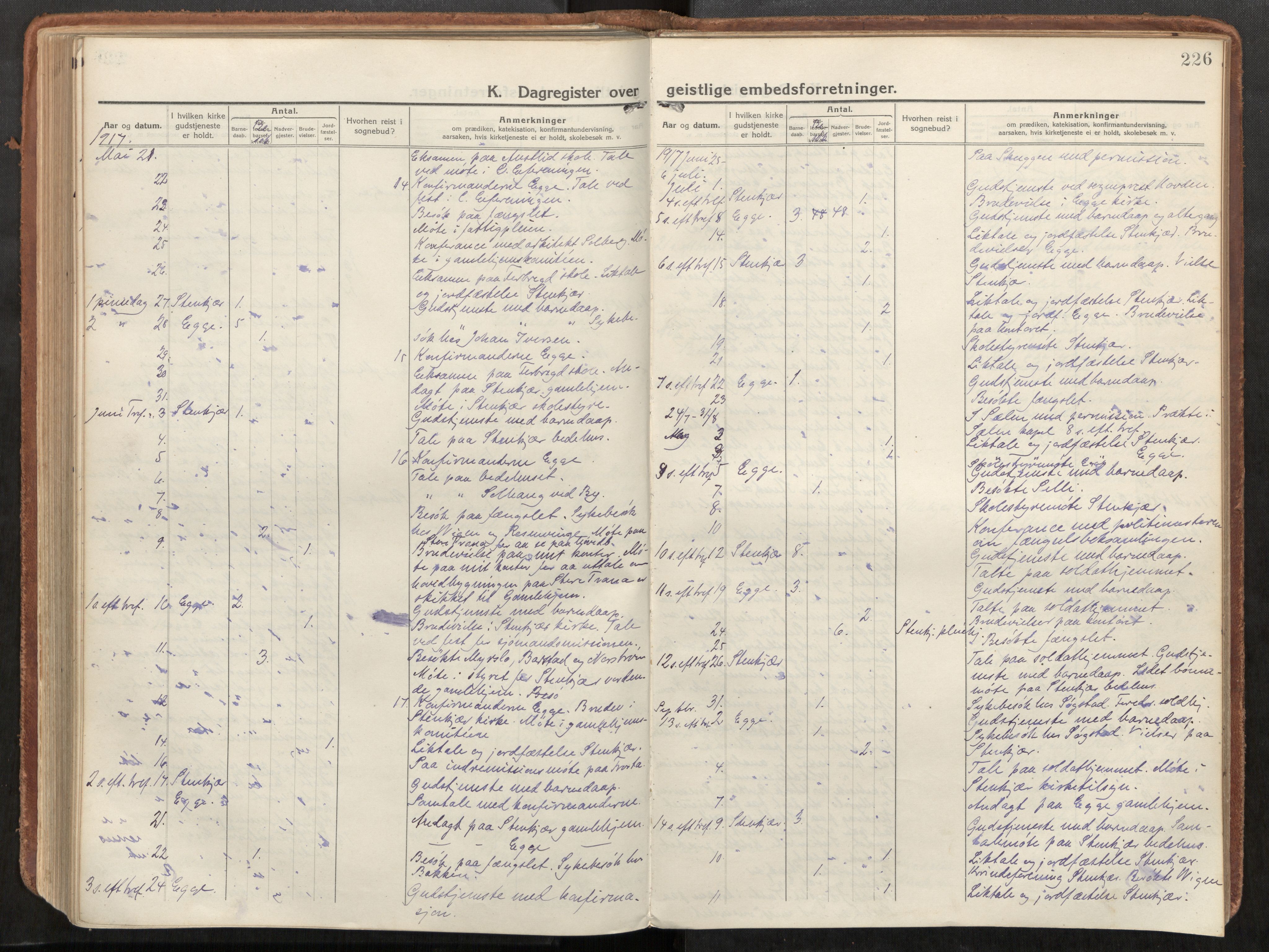 Steinkjer sokneprestkontor, AV/SAT-A-1541/01/H/Ha/Haa/L0003: Ministerialbok nr. 3, 1913-1922, s. 226