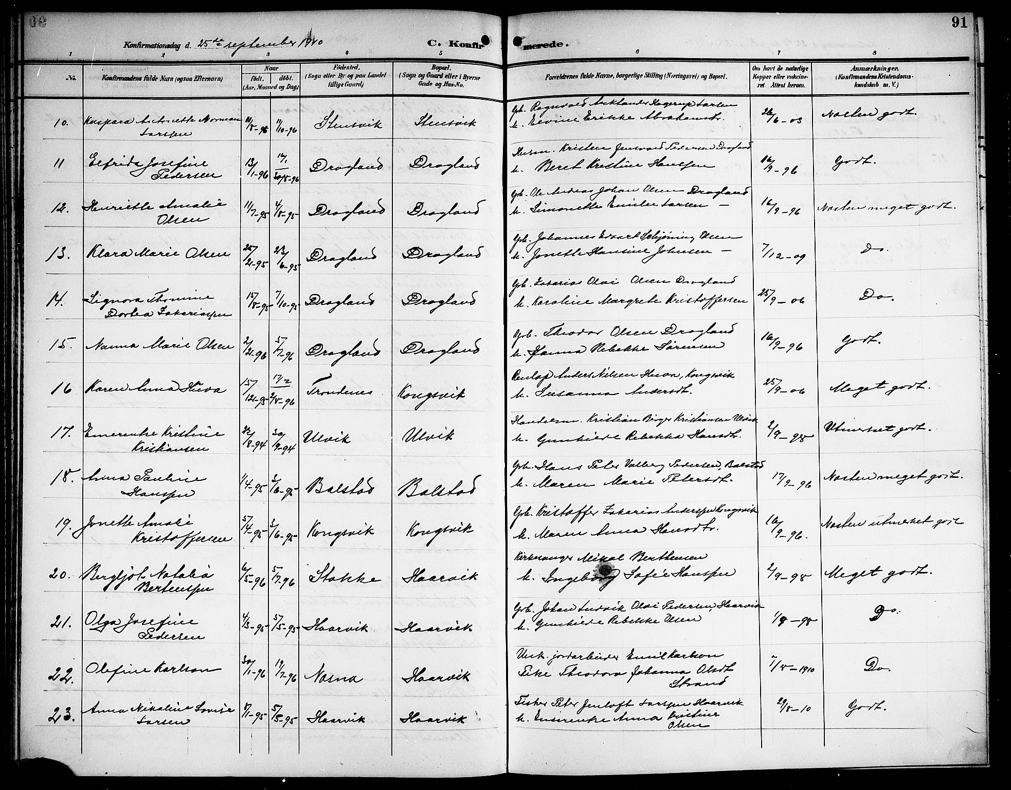 Ministerialprotokoller, klokkerbøker og fødselsregistre - Nordland, AV/SAT-A-1459/865/L0932: Klokkerbok nr. 865C04, 1901-1917, s. 91