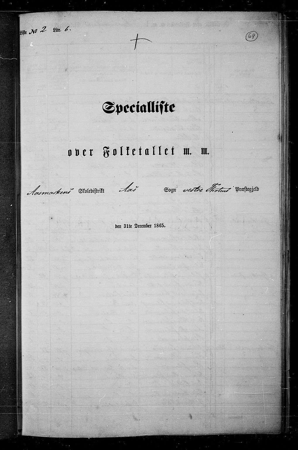 RA, Folketelling 1865 for 0529P Vestre Toten prestegjeld, 1865, s. 65