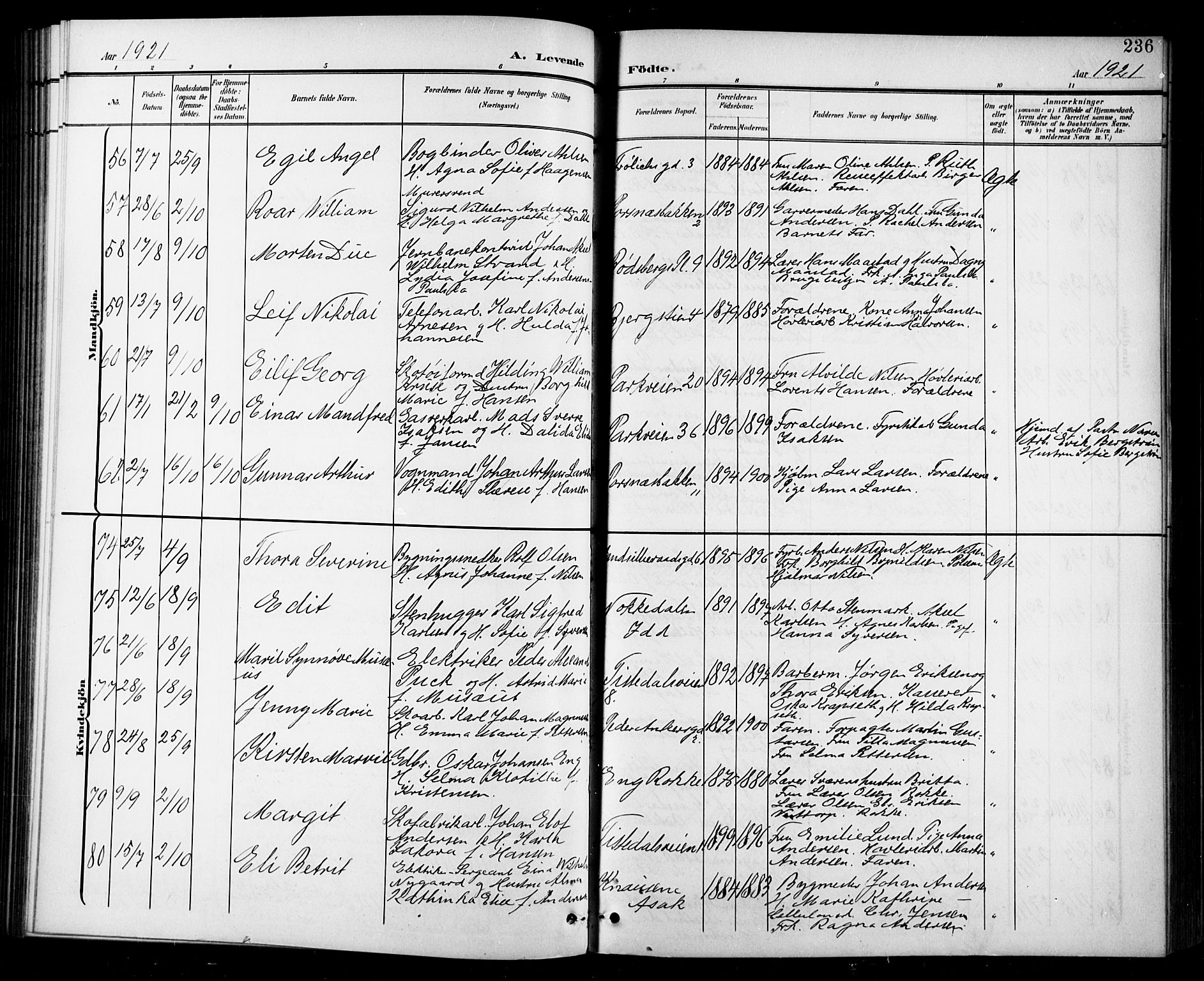 Halden prestekontor Kirkebøker, AV/SAO-A-10909/G/Ga/L0010: Klokkerbok nr. 10, 1900-1923, s. 236