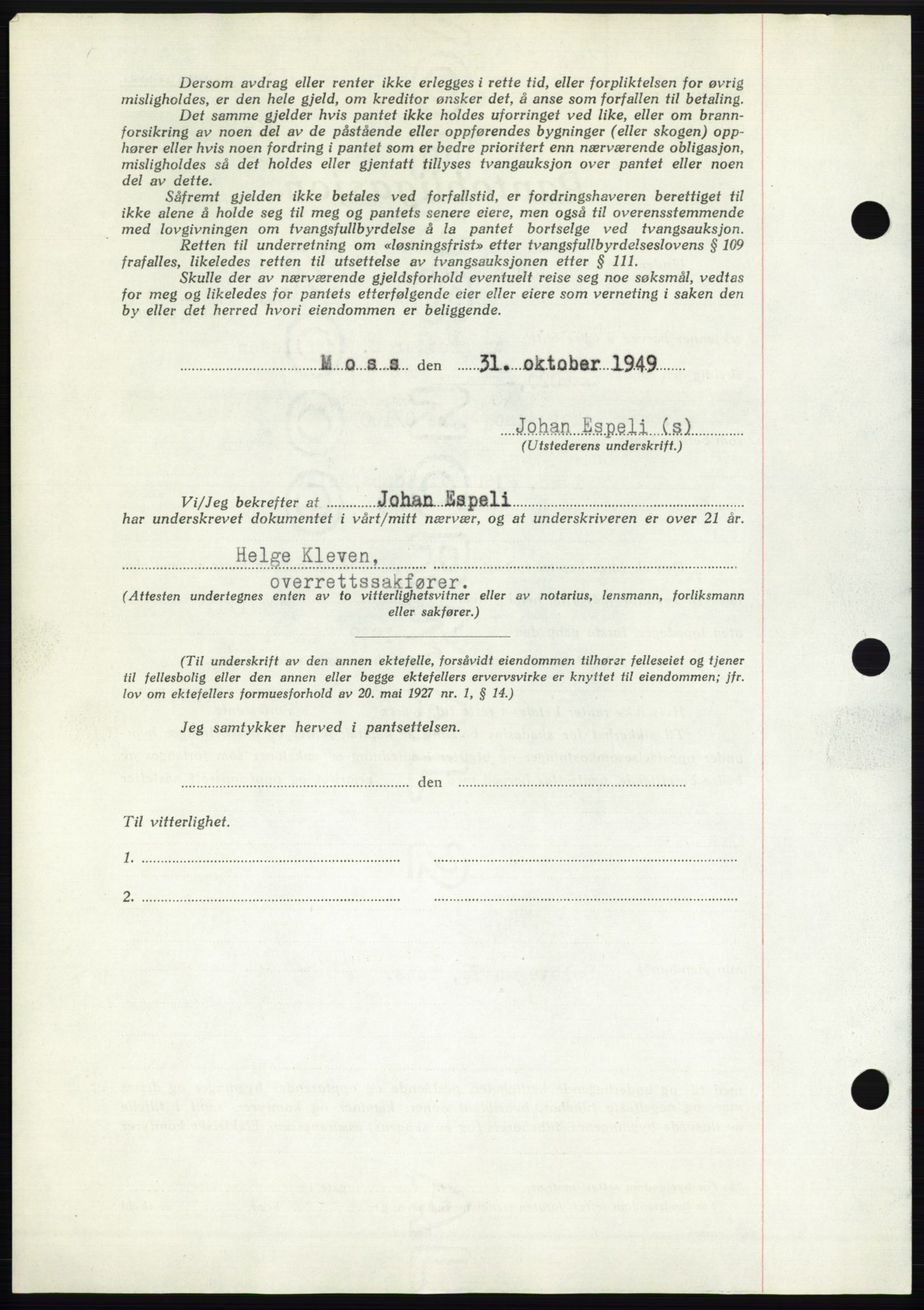 Moss sorenskriveri, SAO/A-10168: Pantebok nr. B23, 1949-1950, Dagboknr: 3344/1949
