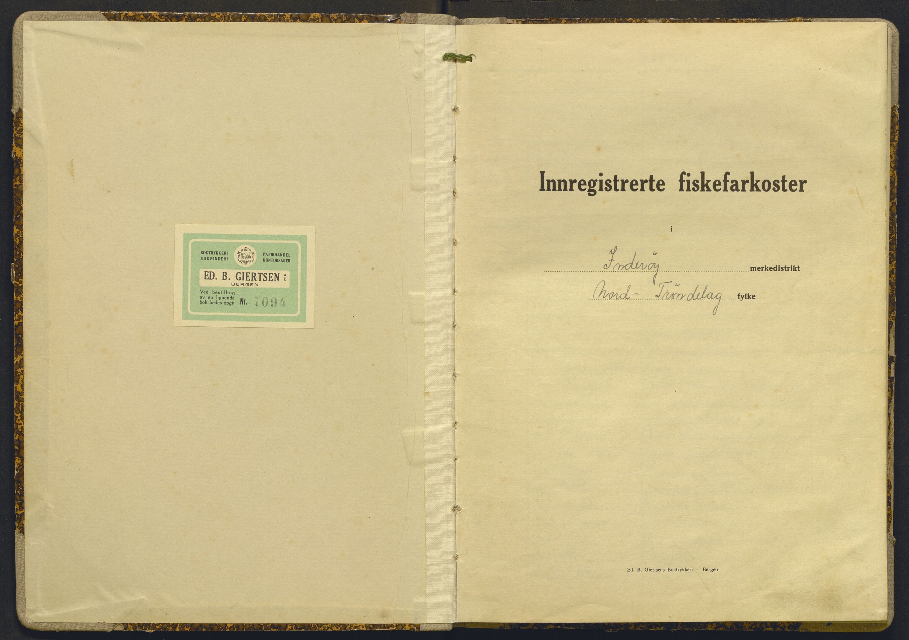 Fiskeridirektoratet - 1 Adm. ledelse - 13 Båtkontoret, AV/SAB-A-2003/I/Ia/Iad/L0016: 135.0409/1 Merkeprotokoll - Inderøy, 1945-1961
