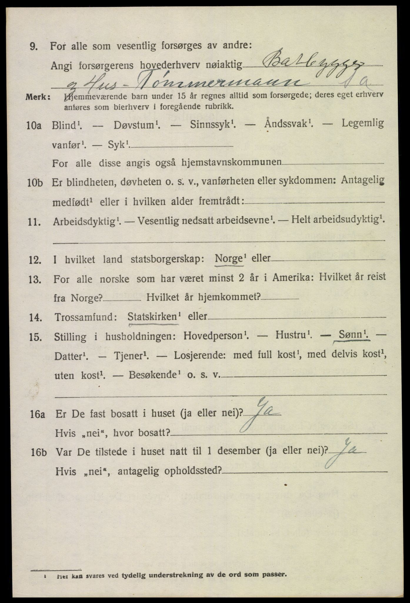 SAK, Folketelling 1920 for 1029 Sør-Audnedal herred, 1920, s. 5592