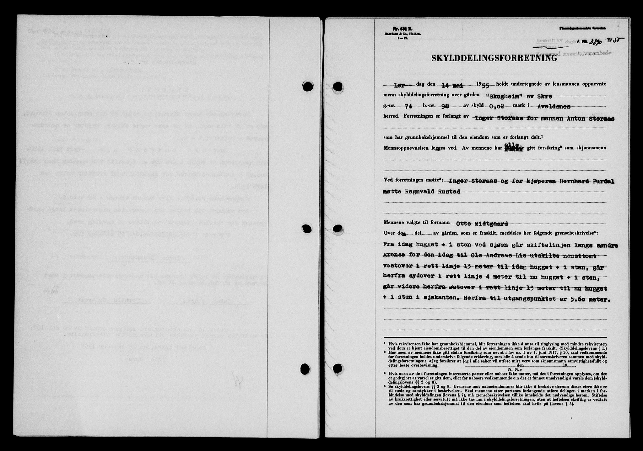 Karmsund sorenskriveri, SAST/A-100311/01/II/IIB/L0117: Pantebok nr. 97Aa, 1955-1955, Dagboknr: 3390/1955