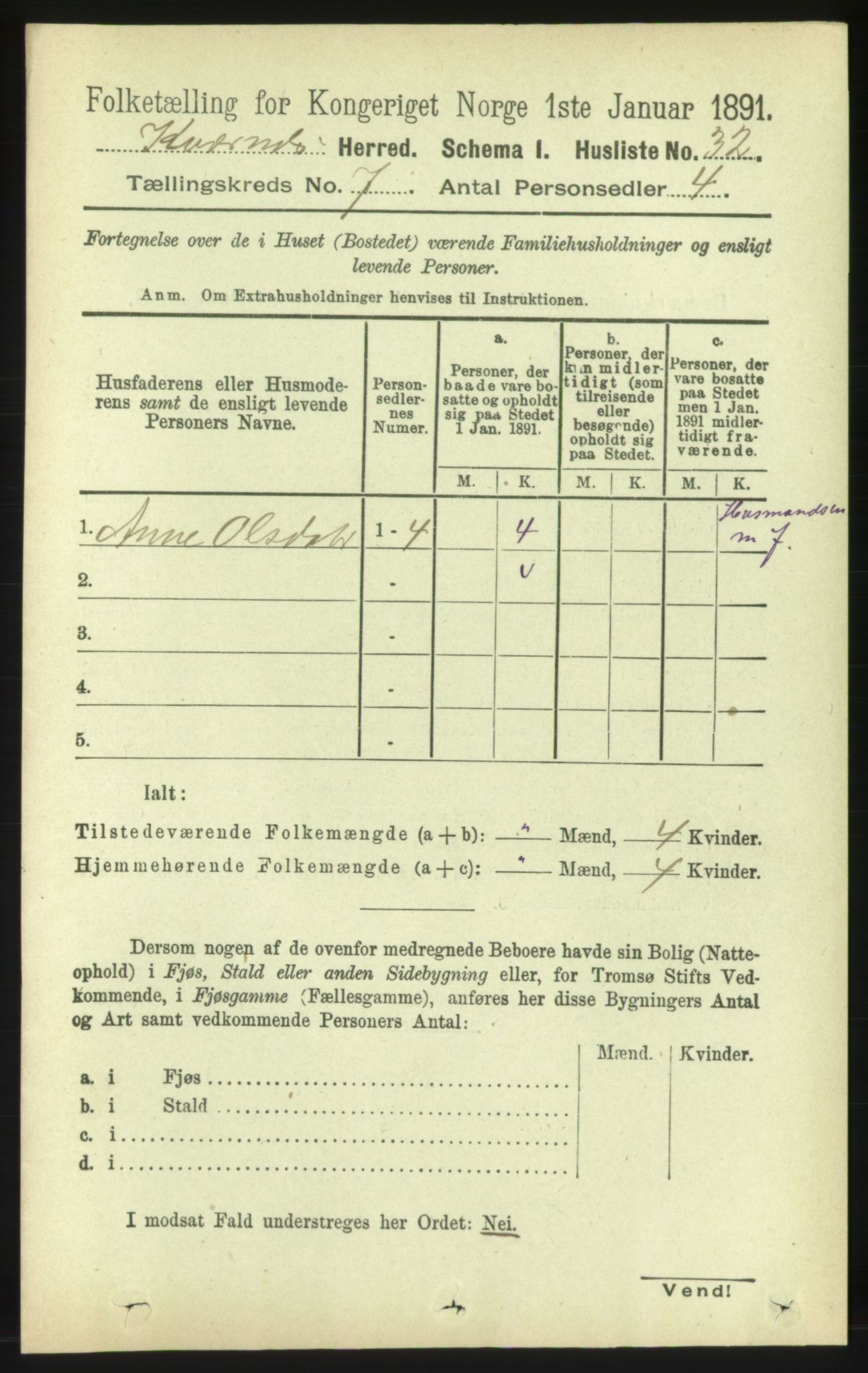 RA, Folketelling 1891 for 1553 Kvernes herred, 1891, s. 3245