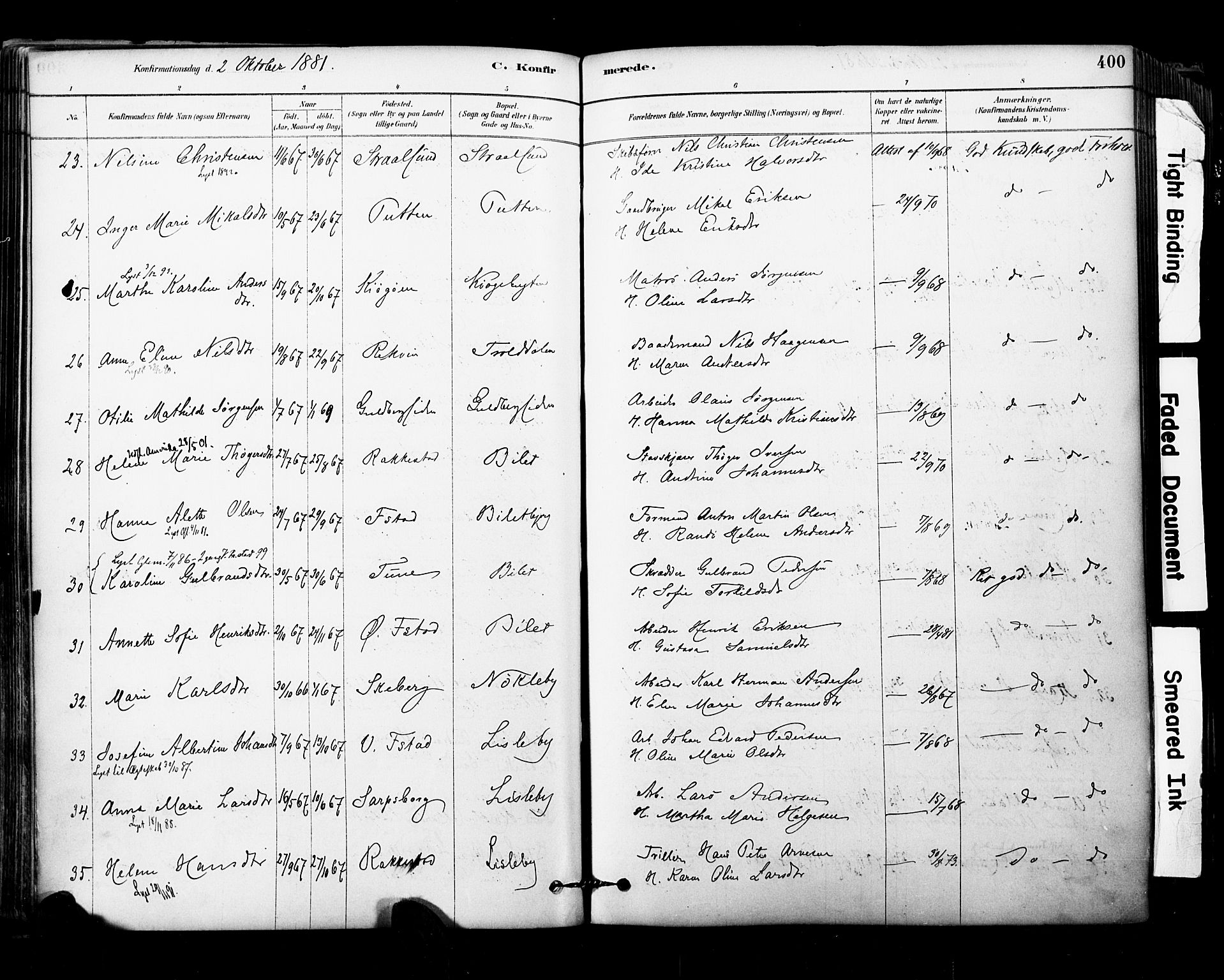 Glemmen prestekontor Kirkebøker, SAO/A-10908/F/Fa/L0011: Ministerialbok nr. 11, 1878-1917, s. 400