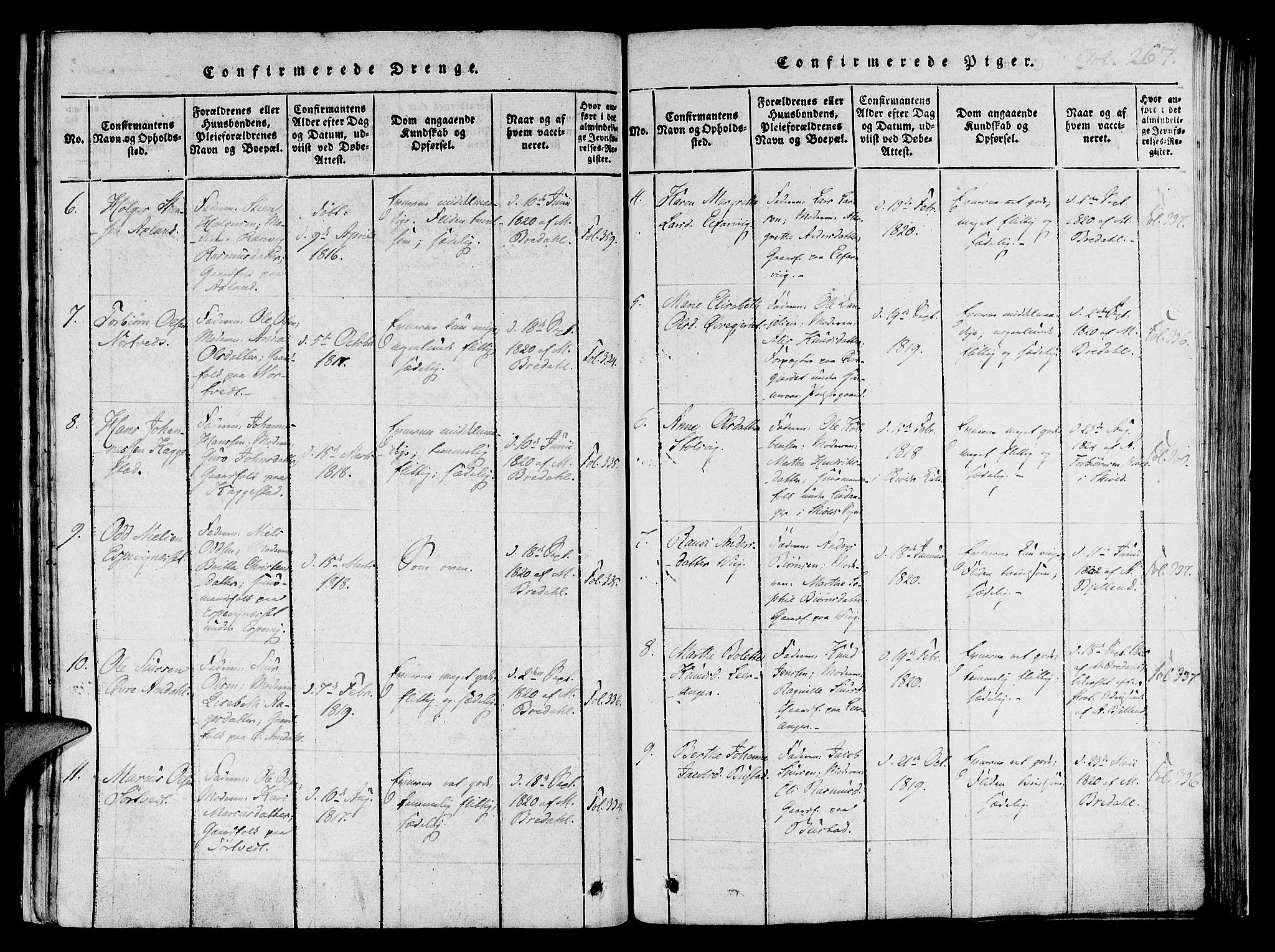 Nedstrand sokneprestkontor, AV/SAST-A-101841/01/IV: Ministerialbok nr. A 6, 1816-1838, s. 267