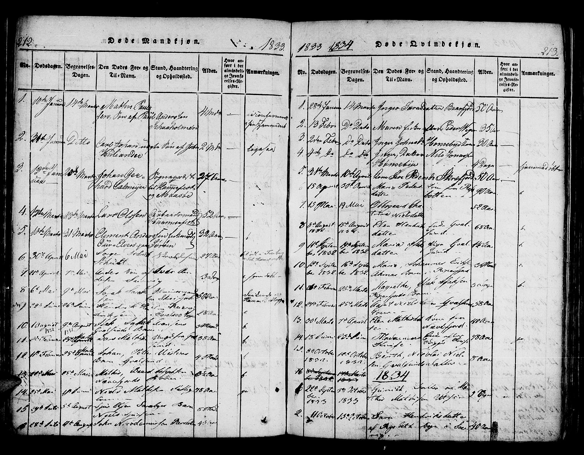 Hammerfest sokneprestkontor, SATØ/S-1347/H/Ha/L0003.kirke: Ministerialbok nr. 3, 1821-1842, s. 212-213