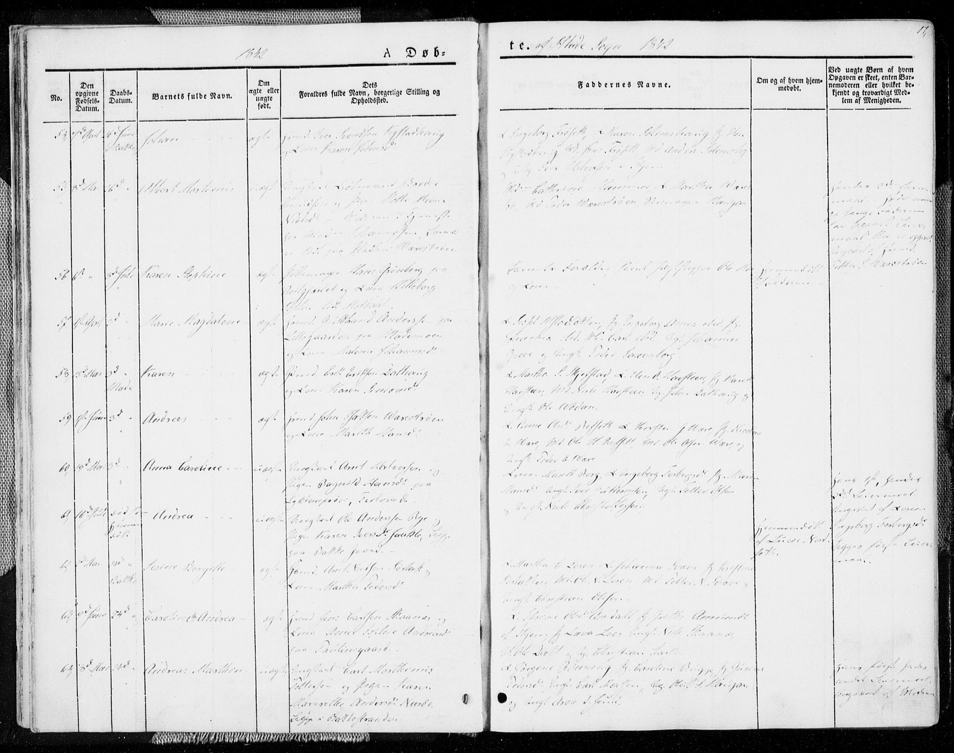 Ministerialprotokoller, klokkerbøker og fødselsregistre - Sør-Trøndelag, SAT/A-1456/606/L0290: Ministerialbok nr. 606A05, 1841-1847, s. 17