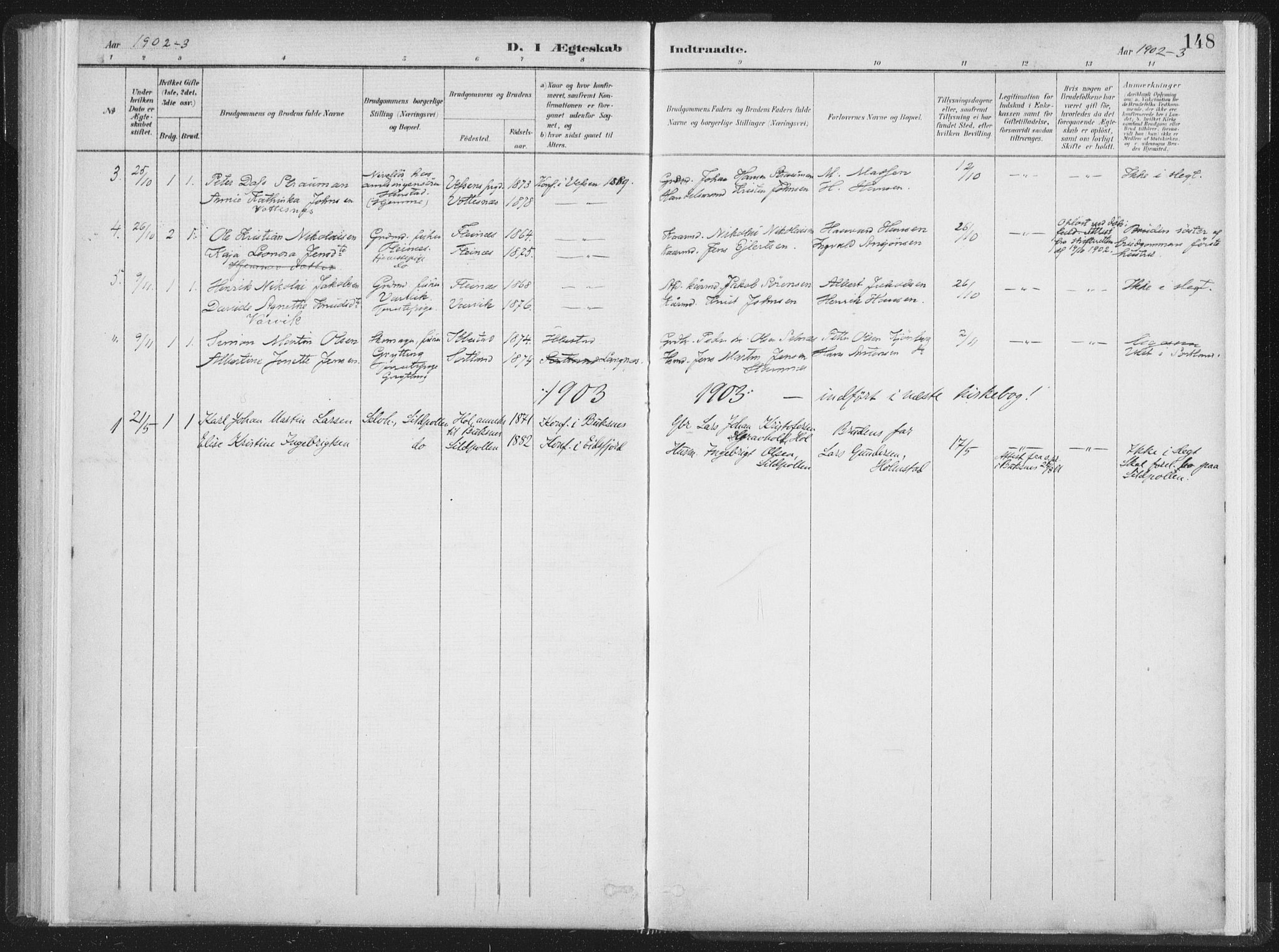 Ministerialprotokoller, klokkerbøker og fødselsregistre - Nordland, AV/SAT-A-1459/890/L1286: Ministerialbok nr. 890A01, 1882-1902, s. 148