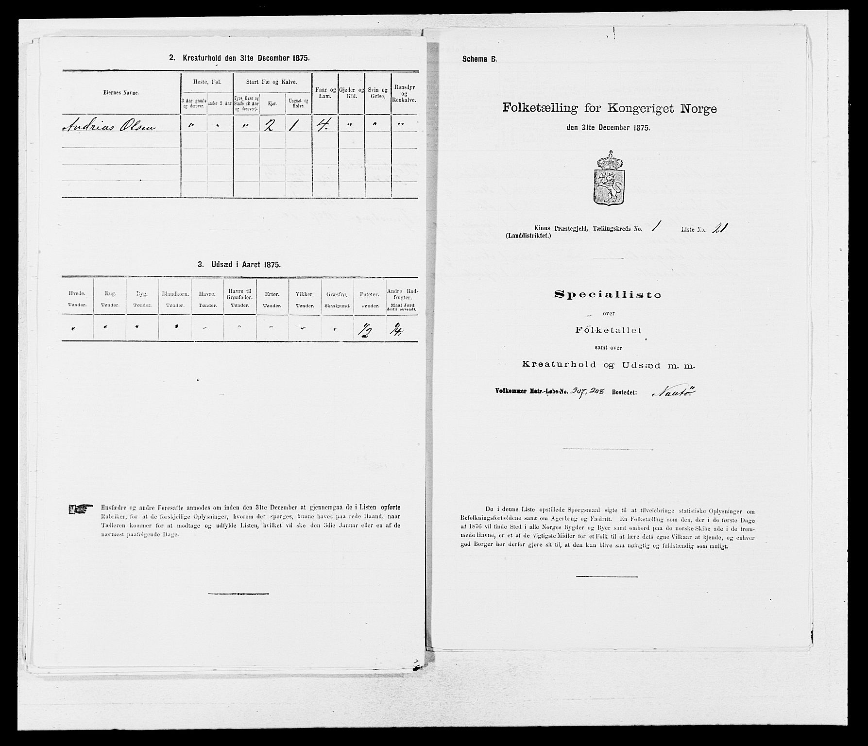 SAB, Folketelling 1875 for 1437L Kinn prestegjeld, Kinn sokn og Svanøy sokn, 1875, s. 75