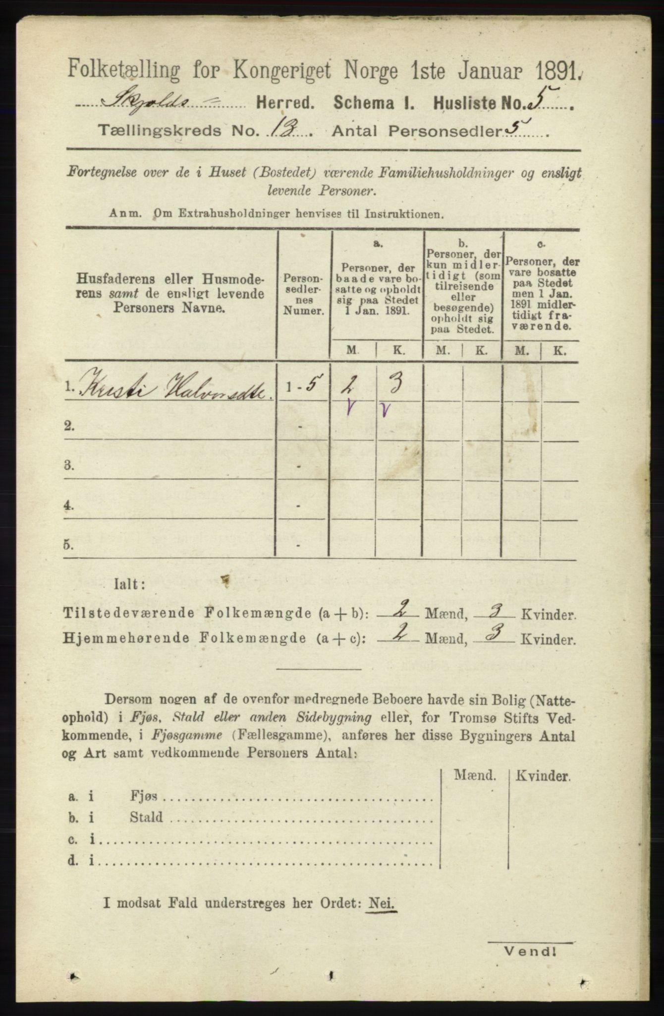 RA, Folketelling 1891 for 1154 Skjold herred, 1891, s. 2375