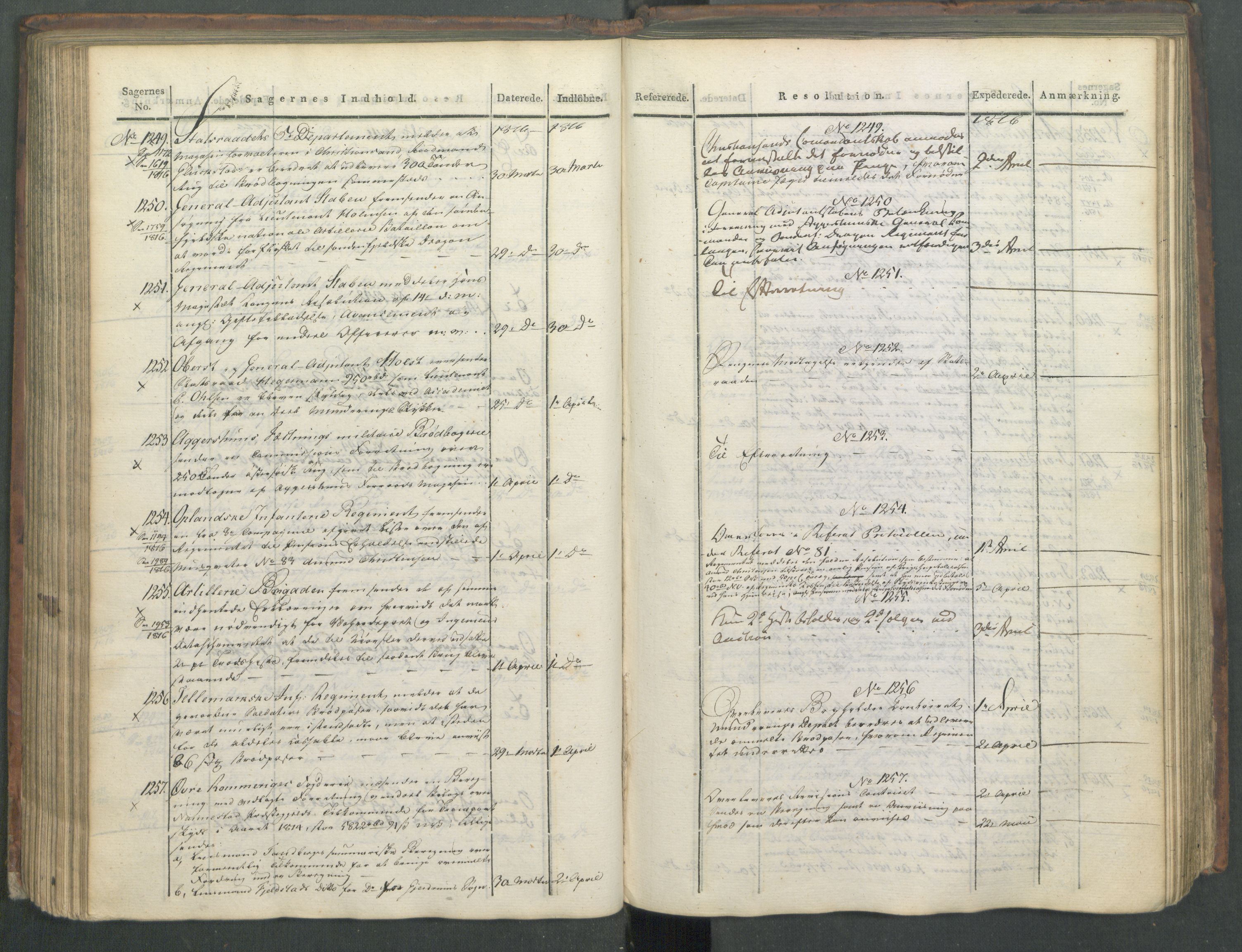 Armédepartementet, RA/RAFA-3493/C/Ca/L0008: 6. Departements Journal, 1816