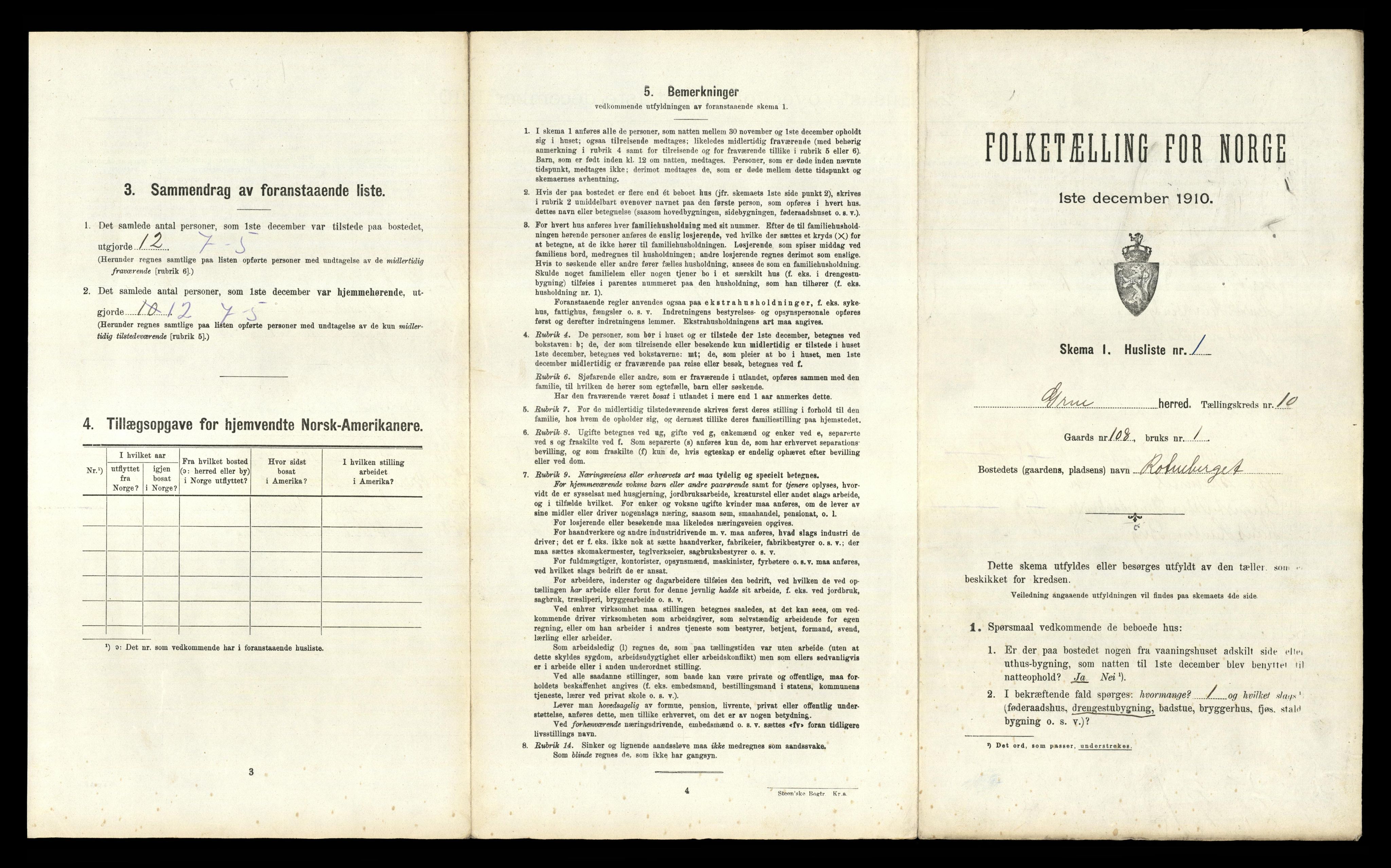 RA, Folketelling 1910 for 0423 Grue herred, 1910, s. 1395