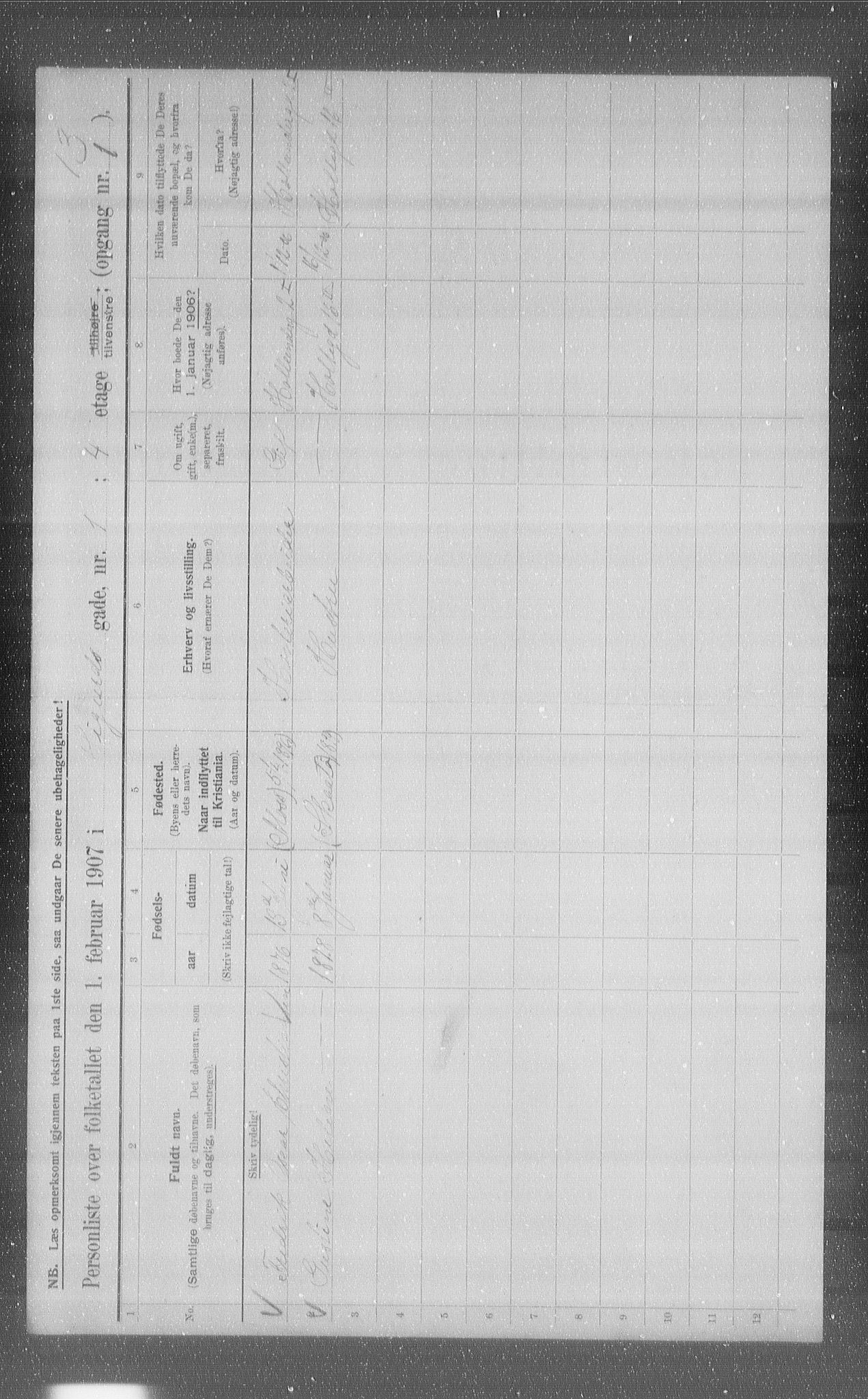 OBA, Kommunal folketelling 1.2.1907 for Kristiania kjøpstad, 1907, s. 48394