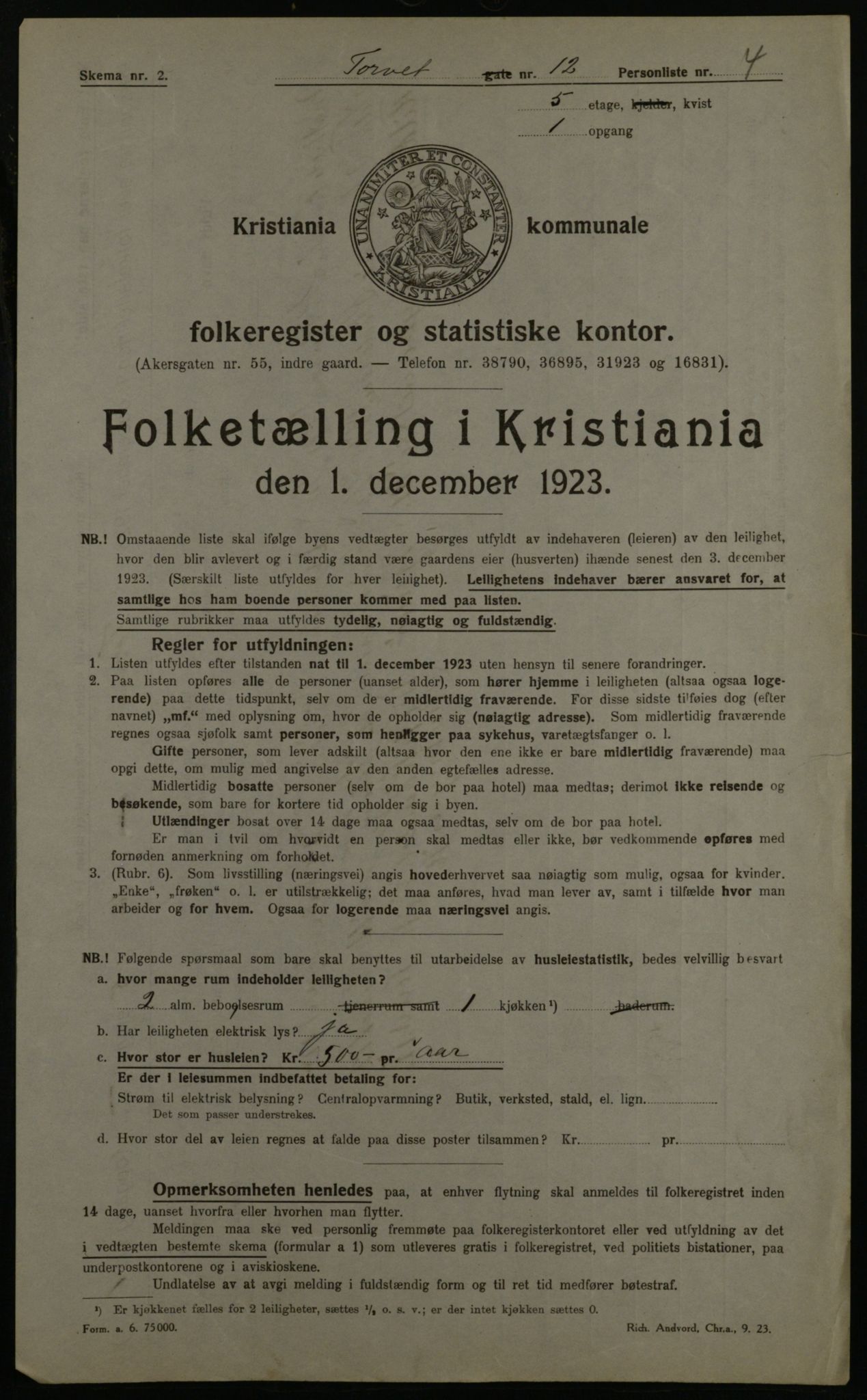 OBA, Kommunal folketelling 1.12.1923 for Kristiania, 1923, s. 114822