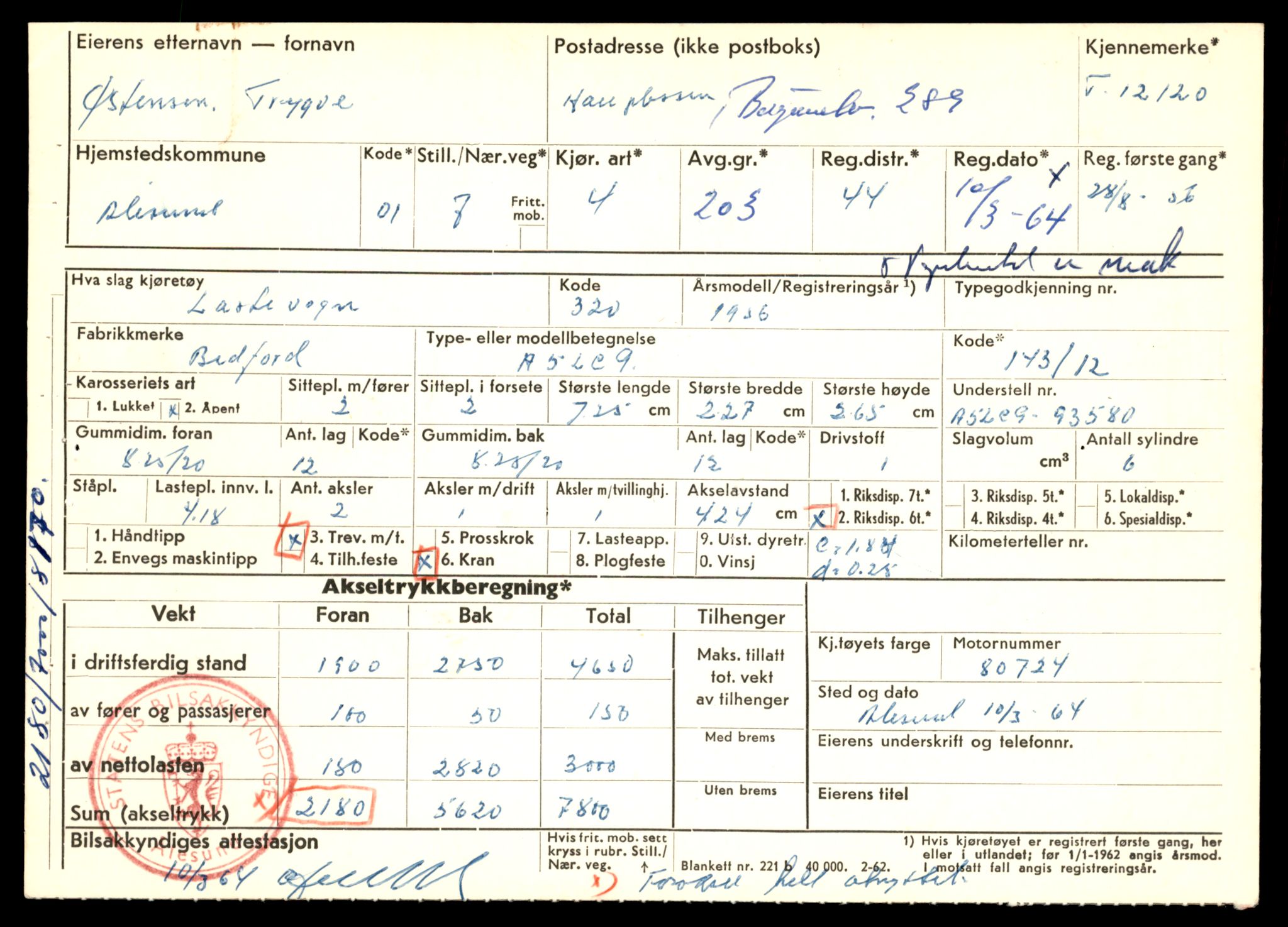 Møre og Romsdal vegkontor - Ålesund trafikkstasjon, AV/SAT-A-4099/F/Fe/L0033: Registreringskort for kjøretøy T 12151 - T 12474, 1927-1998, s. 2703