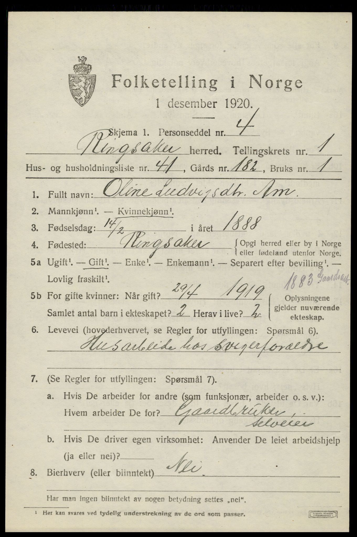 SAH, Folketelling 1920 for 0412 Ringsaker herred, 1920, s. 4814