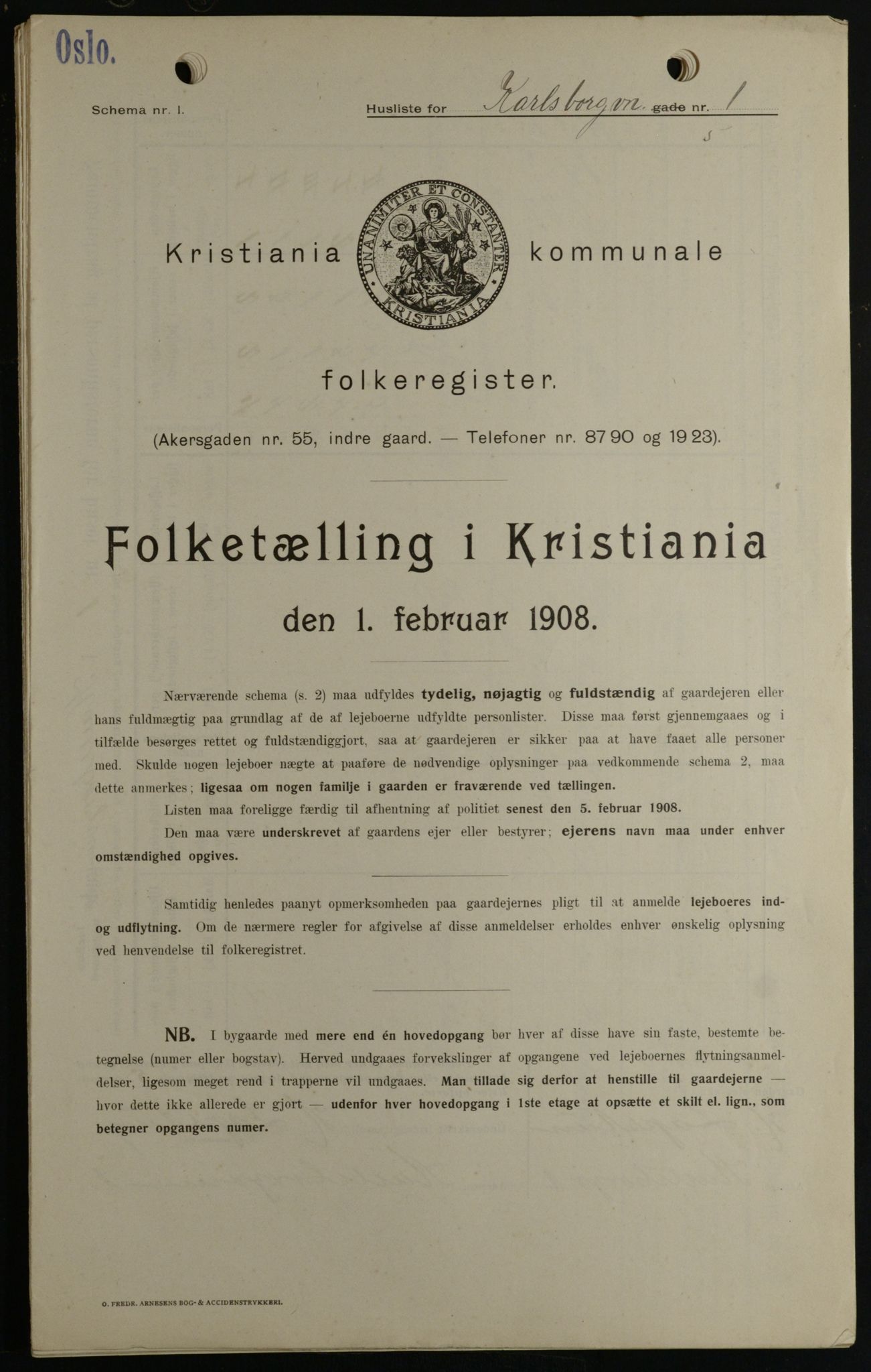 OBA, Kommunal folketelling 1.2.1908 for Kristiania kjøpstad, 1908, s. 43770